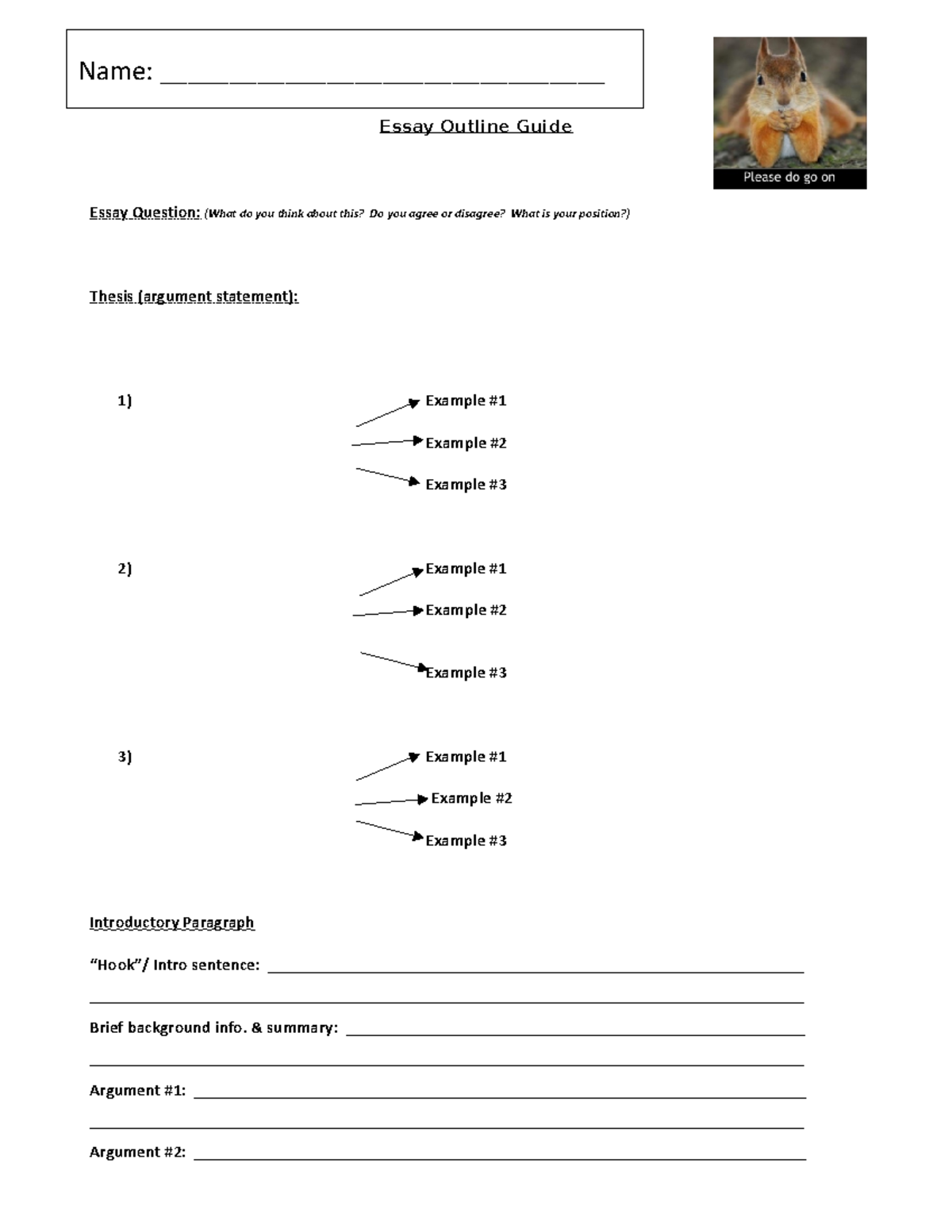 Essay outline 3proof - Essay Outline Guide Essay Question: (What do you ...