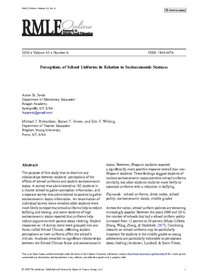 Sample Scholarly Article #2 - Reviewing School Uniform through a Public ...