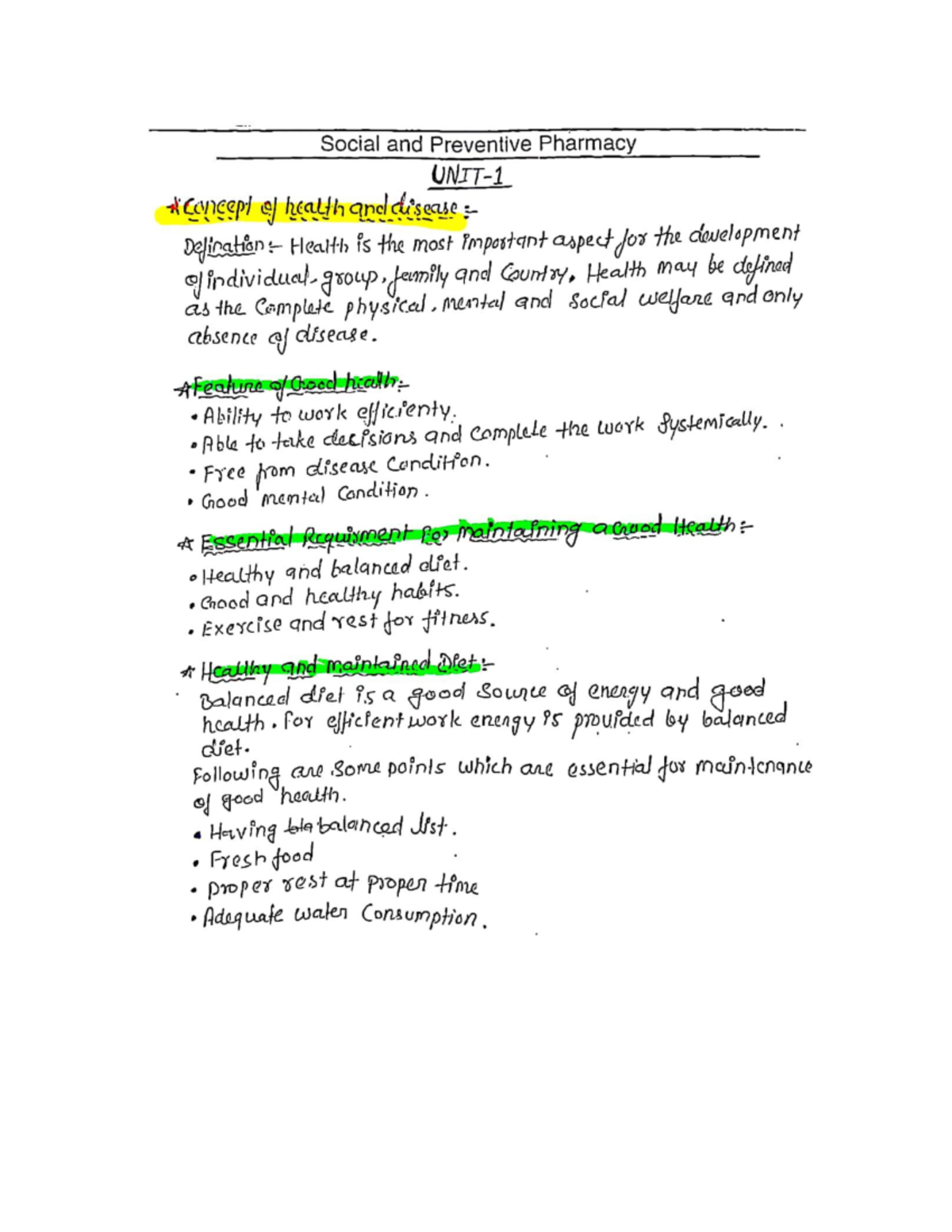 Unit 1 - BP 802T LECTURE NOTES - Social and Preventive Pharmacy concept ...