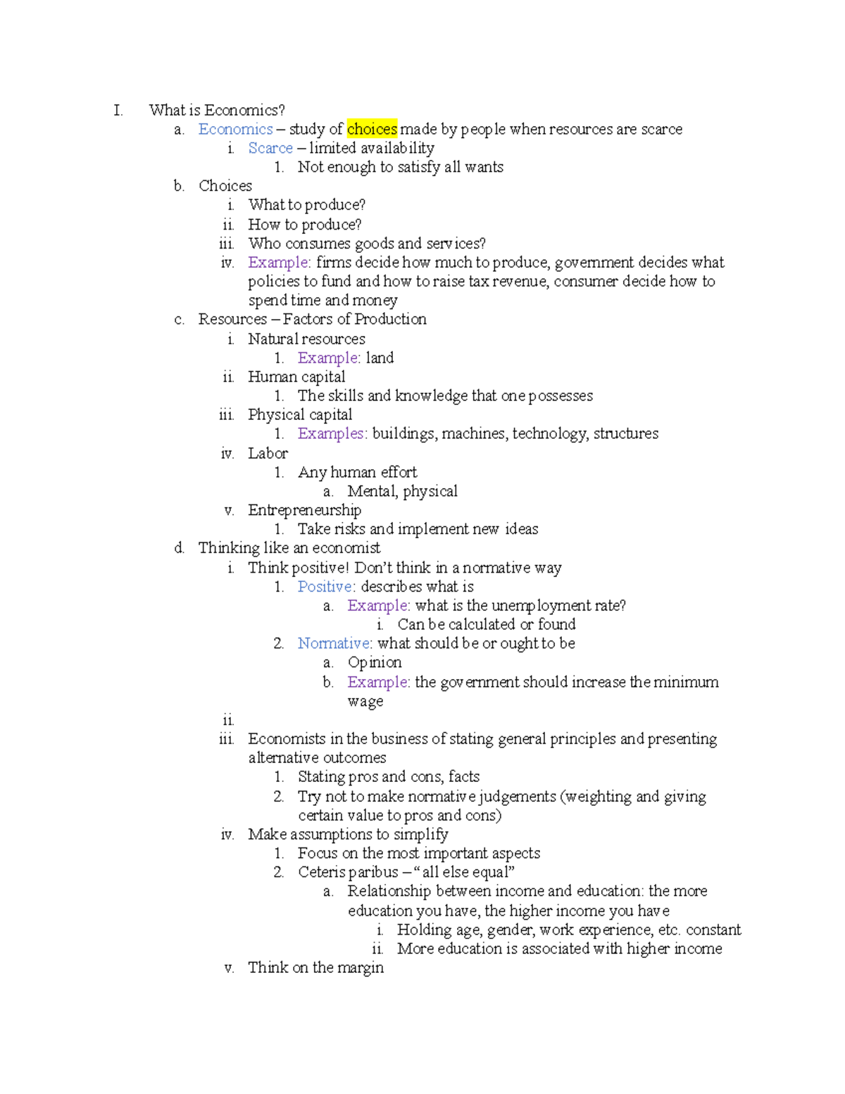 What Is Economics I What Is Economics A Economics Study Of Choices 