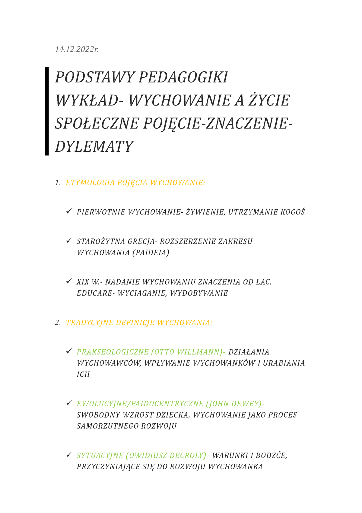 Podstawy Pedagogiki Wykład - 14.12. PODSTAWY PEDAGOGIKI WYKŁAD ...