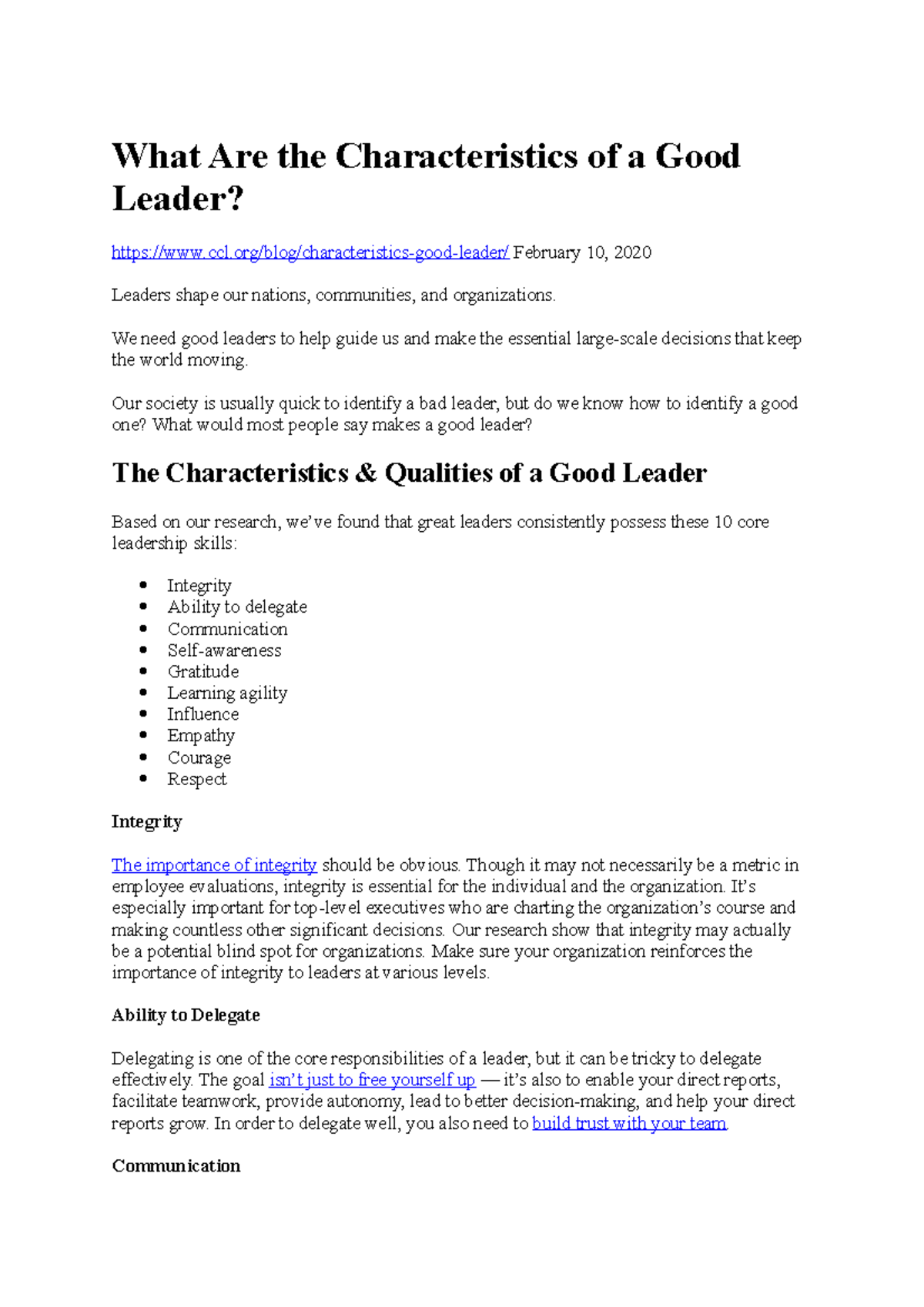 Characteristics of a Good Leader - What Are the Characteristics of a ...