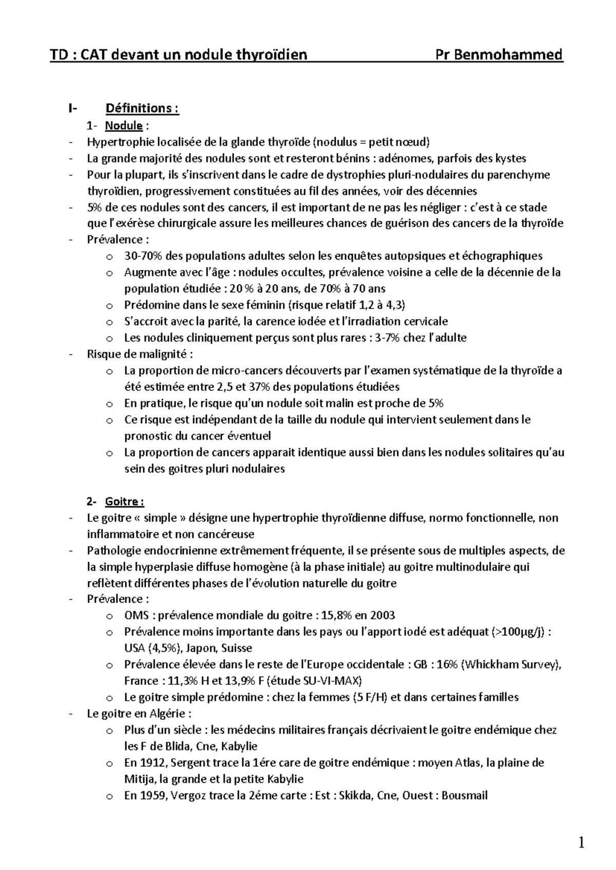 Endocrino 5an td-cat nodule thyroidien 2018 - TD : CAT devant un nodule ...