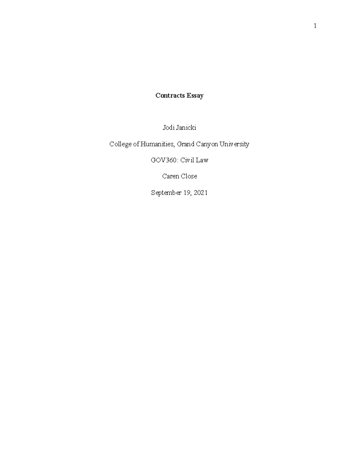 Contracts Essay gov - Contracts Essay Jodi Janicki College of ...