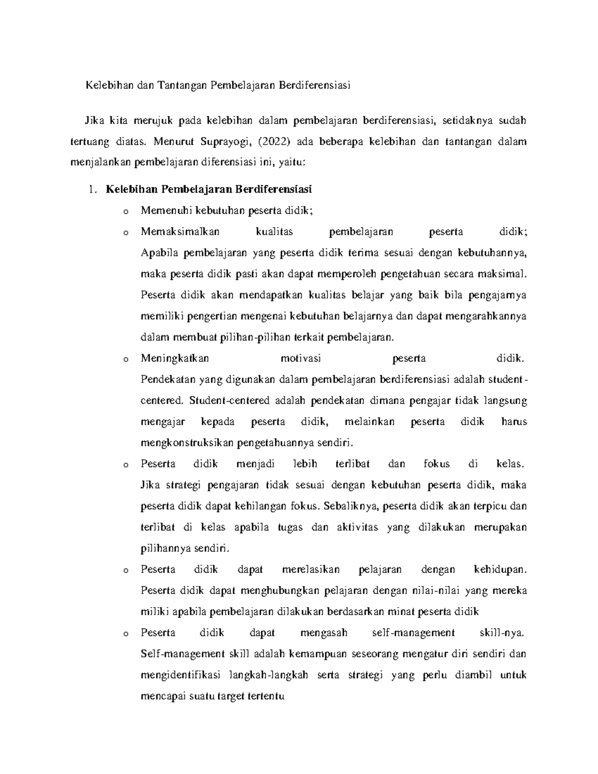 Kelebihan Dan Tantangan Pembelajaran Berdiferensiasi - Menurut ...