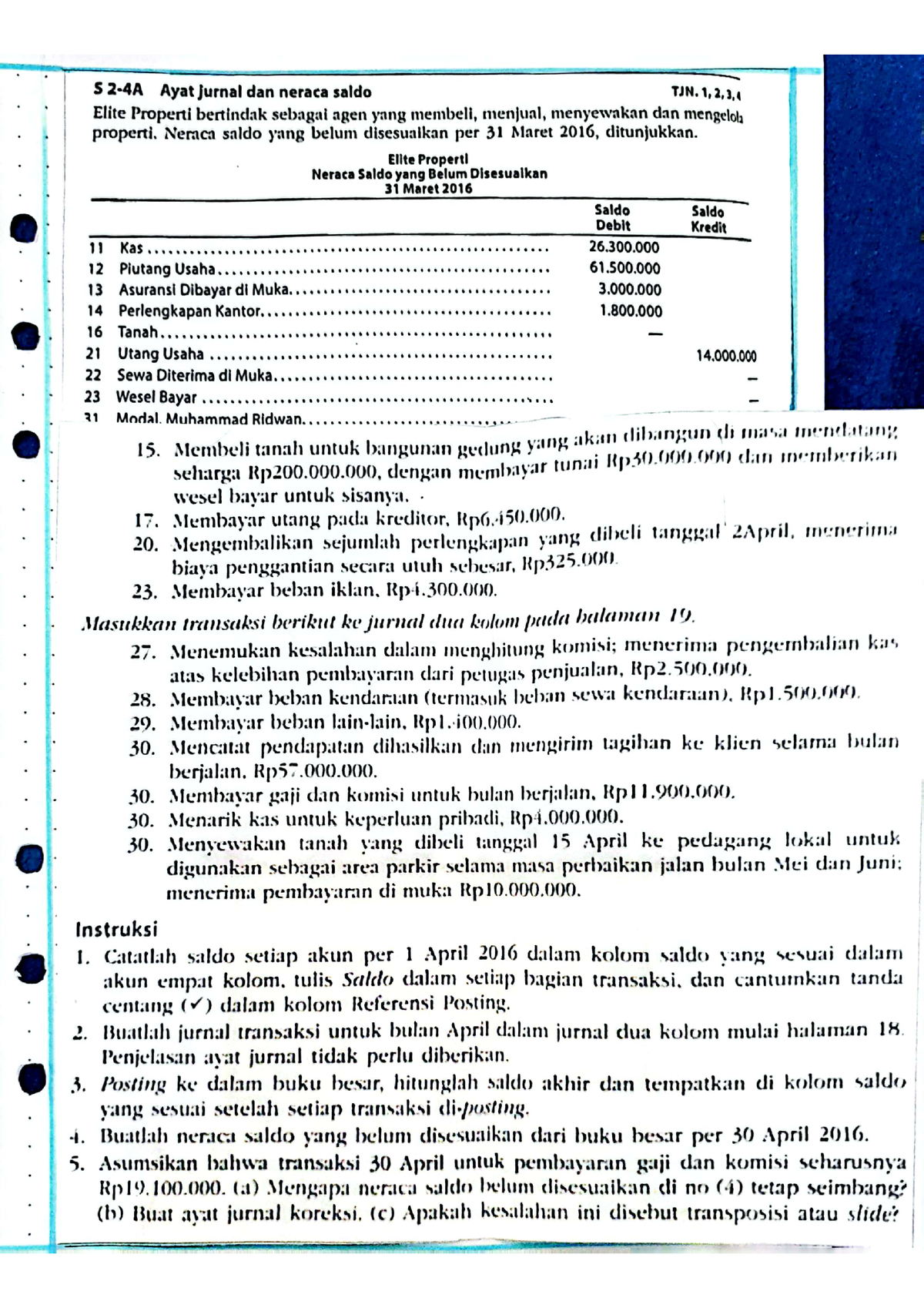 Latihan Soal Neraca Saldo Dasar Akuntansi 1 - Studocu