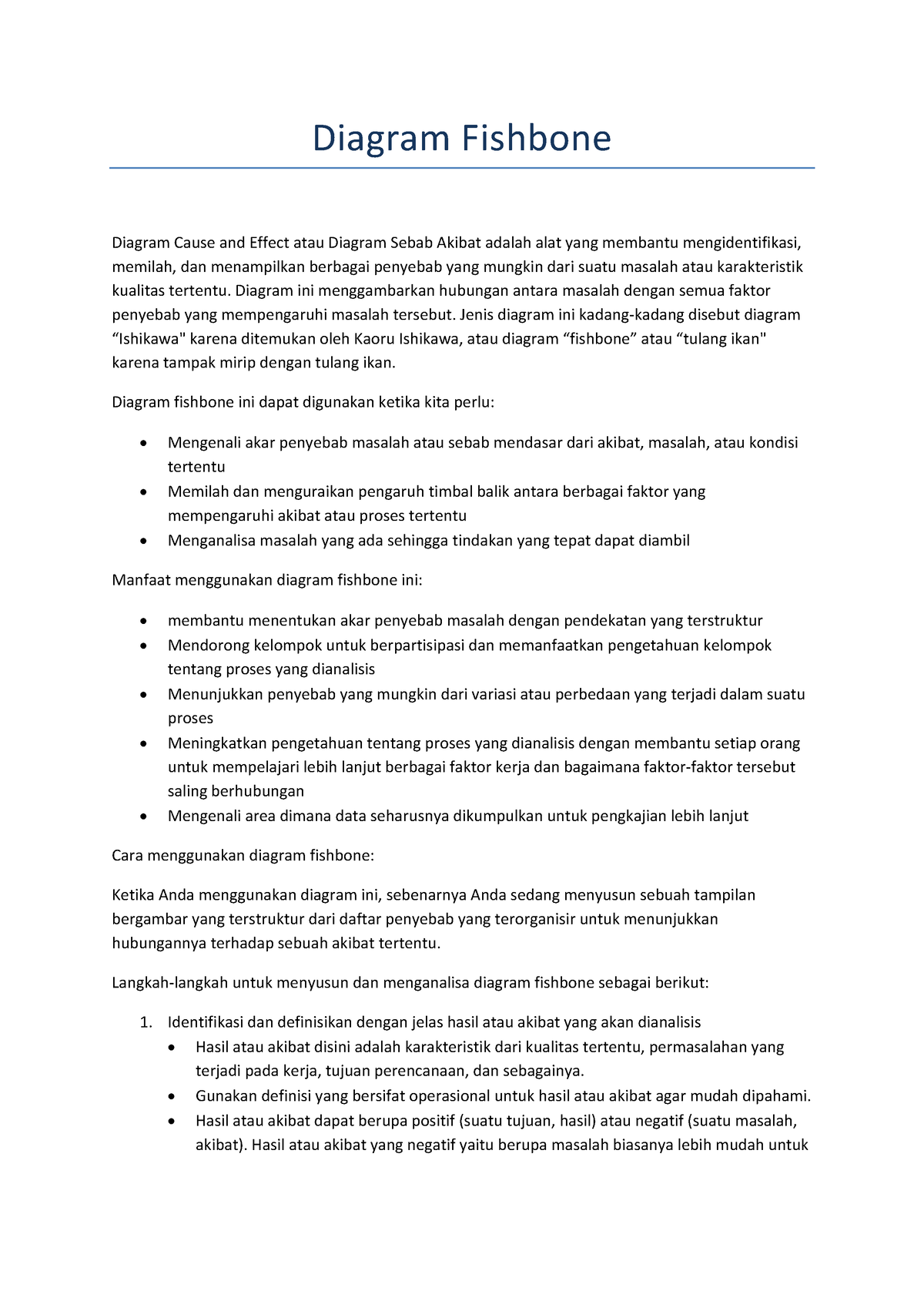 Analisis fishbone - Diagram Fishbone Diagram Cause and Effect atau