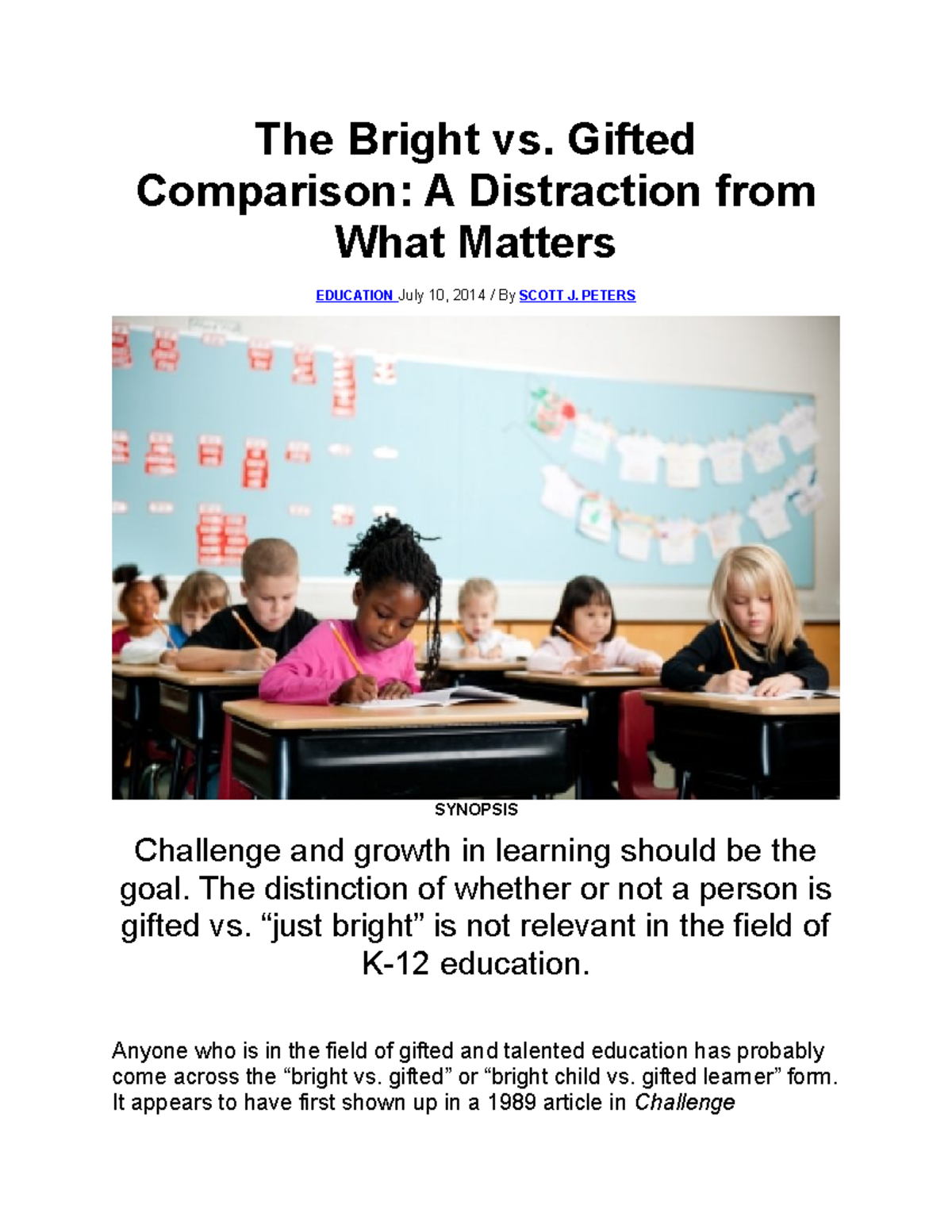 Bright versus Gifted Comparison - The Bright vs. Gifted Comparison: A ...