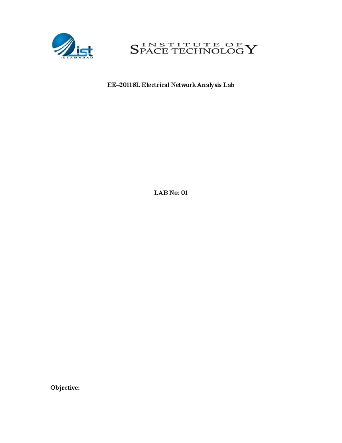 ENA LAb 1 Manual EE20118L Electrical Network Analysis Lab LAB No 01