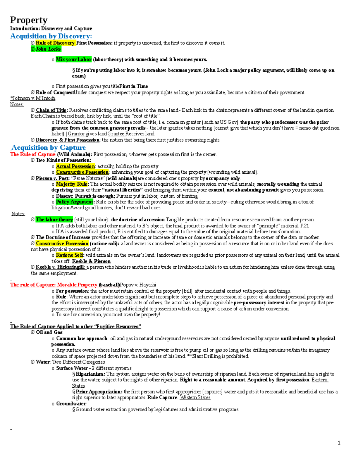 Property Outline Summarized for Finals - Property Introduction ...