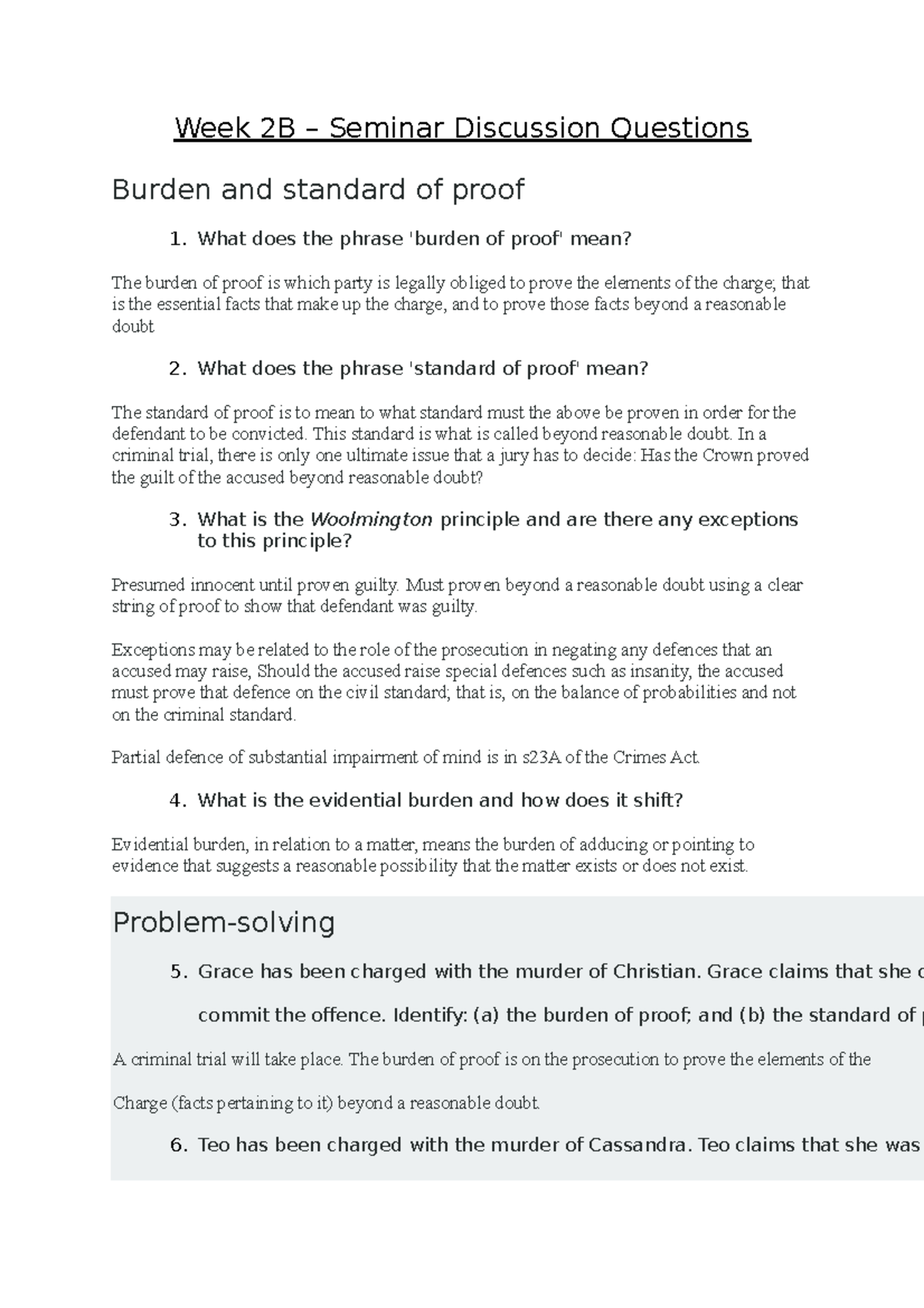 Week 2B Tutorial Notes - Week 2B – Seminar Discussion Questions Burden ...