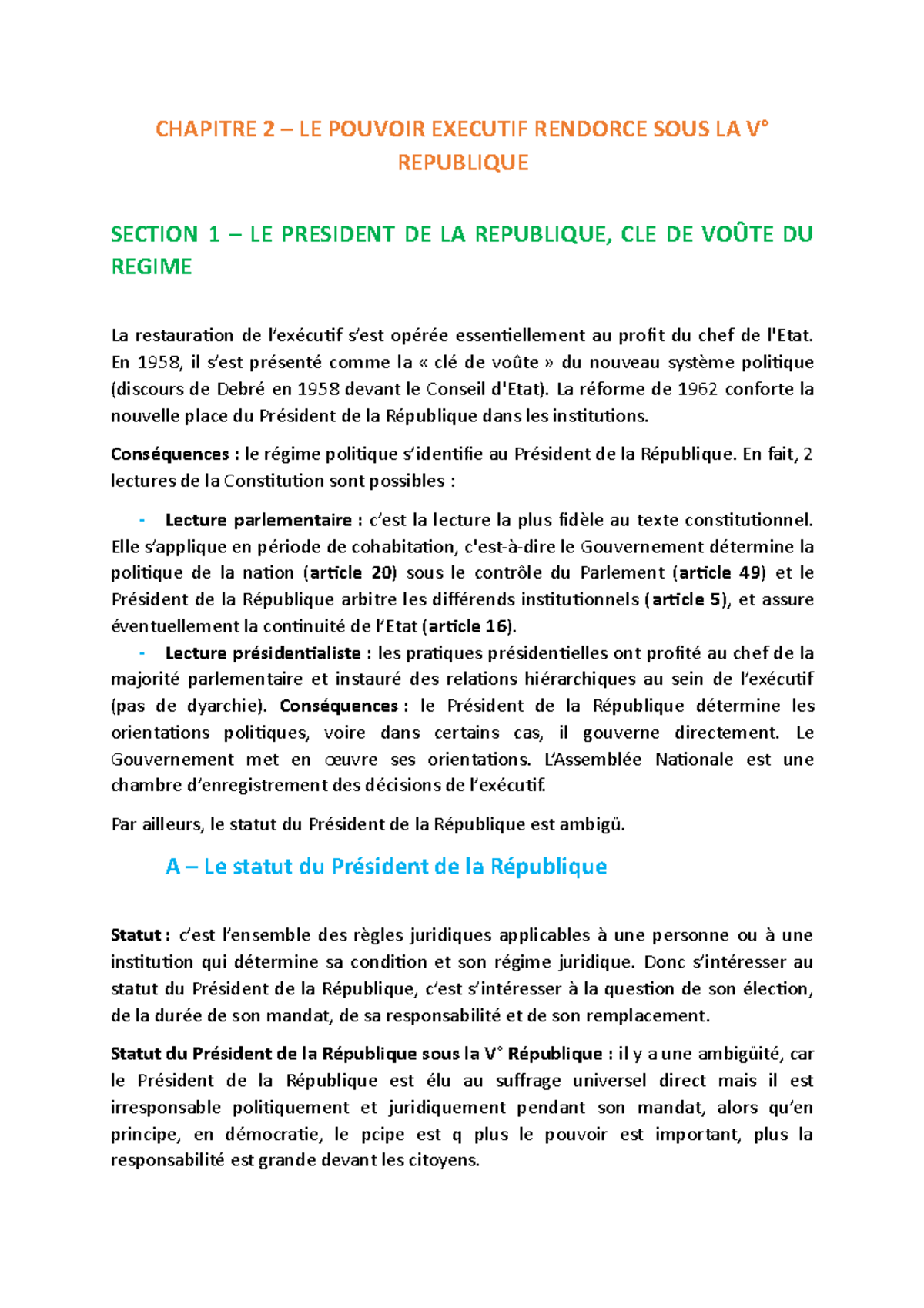 Chapitre 2 - Le pouvoir exécutif renforcé sous la V° République ...