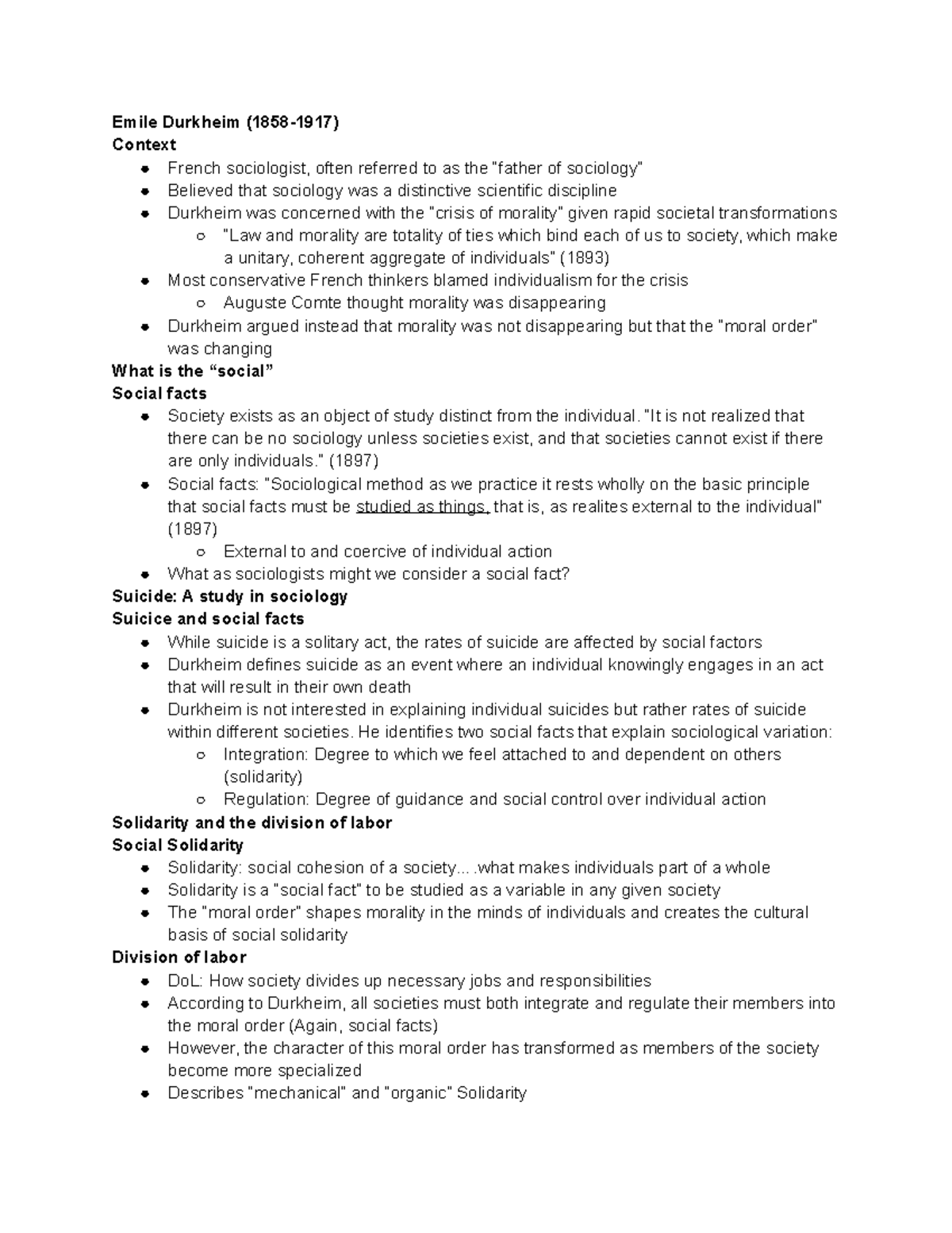 Durkheim and the Social - Emile Durkheim (1858-1917) Context French ...