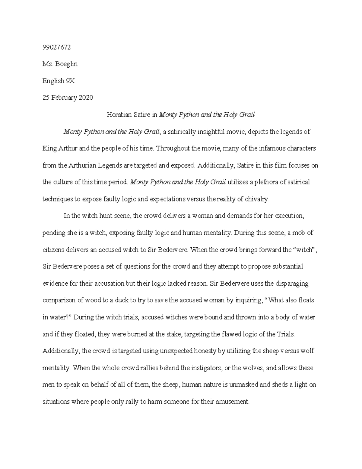 horatian satire essay examples