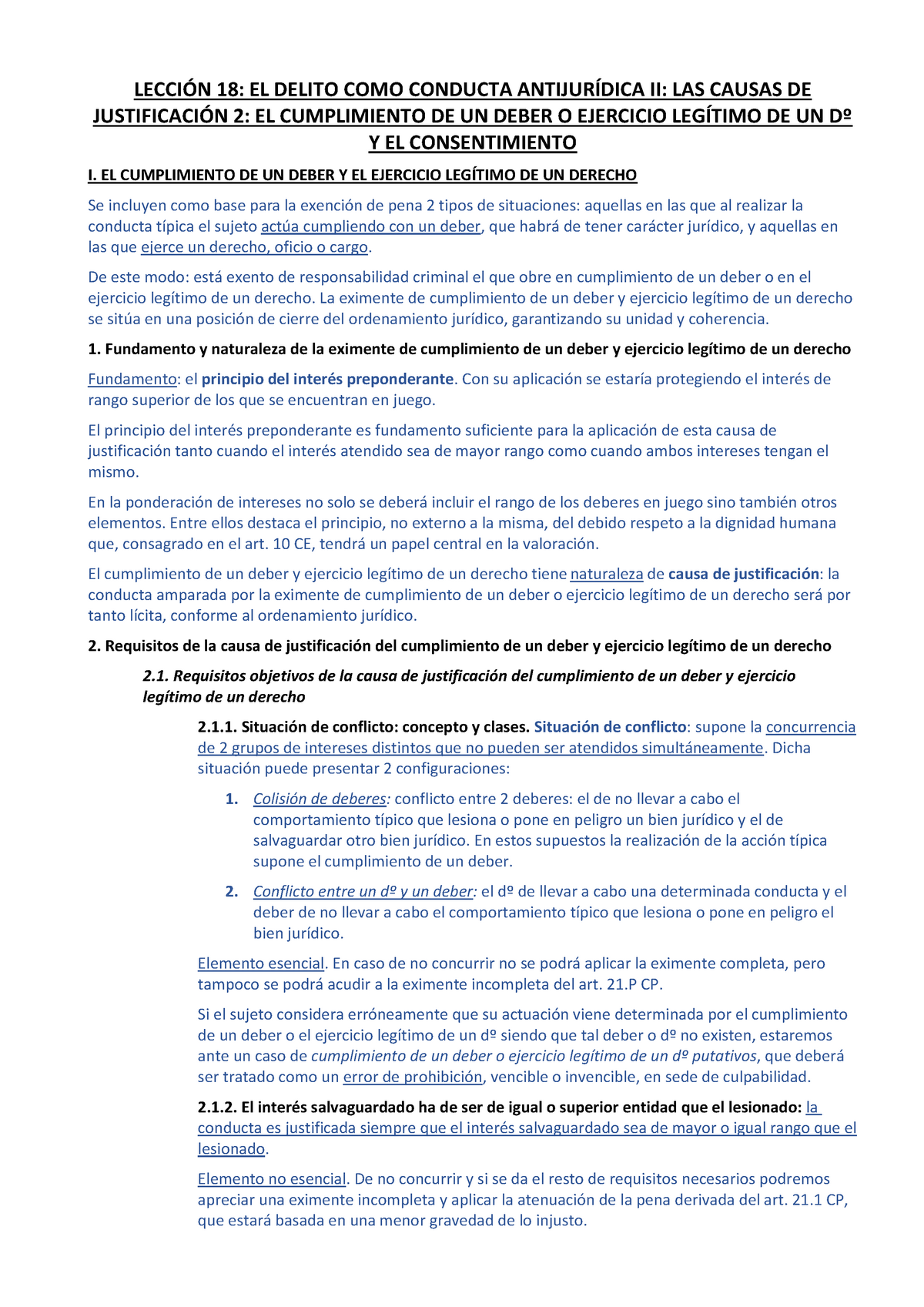 TEMA 18 - hhhhh - LECCIÓN 18: EL DELITO COMO CONDUCTA ANTIJURÍDICA II ...