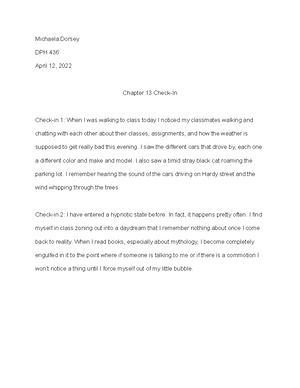 Chapter 14 Check In - Michaela Dorsey March 26, 2022 DPH 436 Check-in 1 ...
