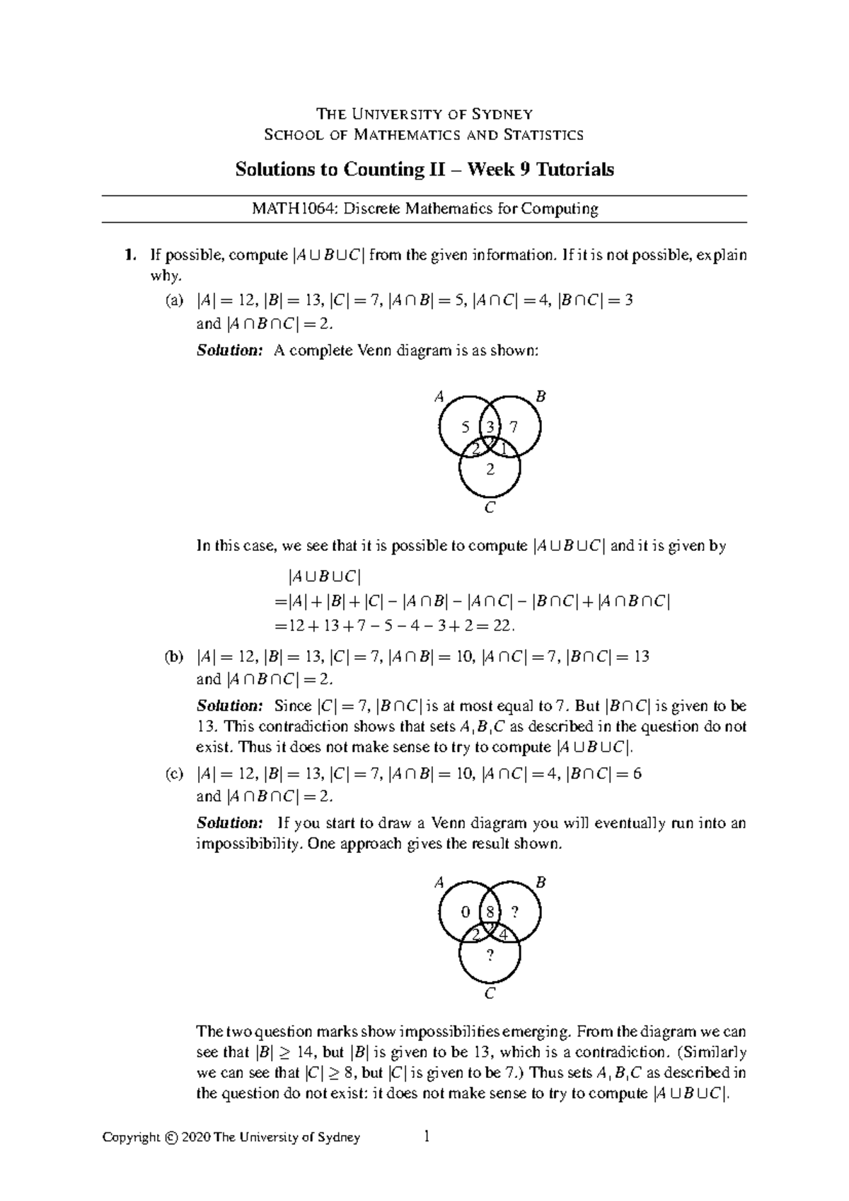 Tutorial Week 09-Solutions - THEUNIVERSITY OFSYDNEY SCHOOL ...