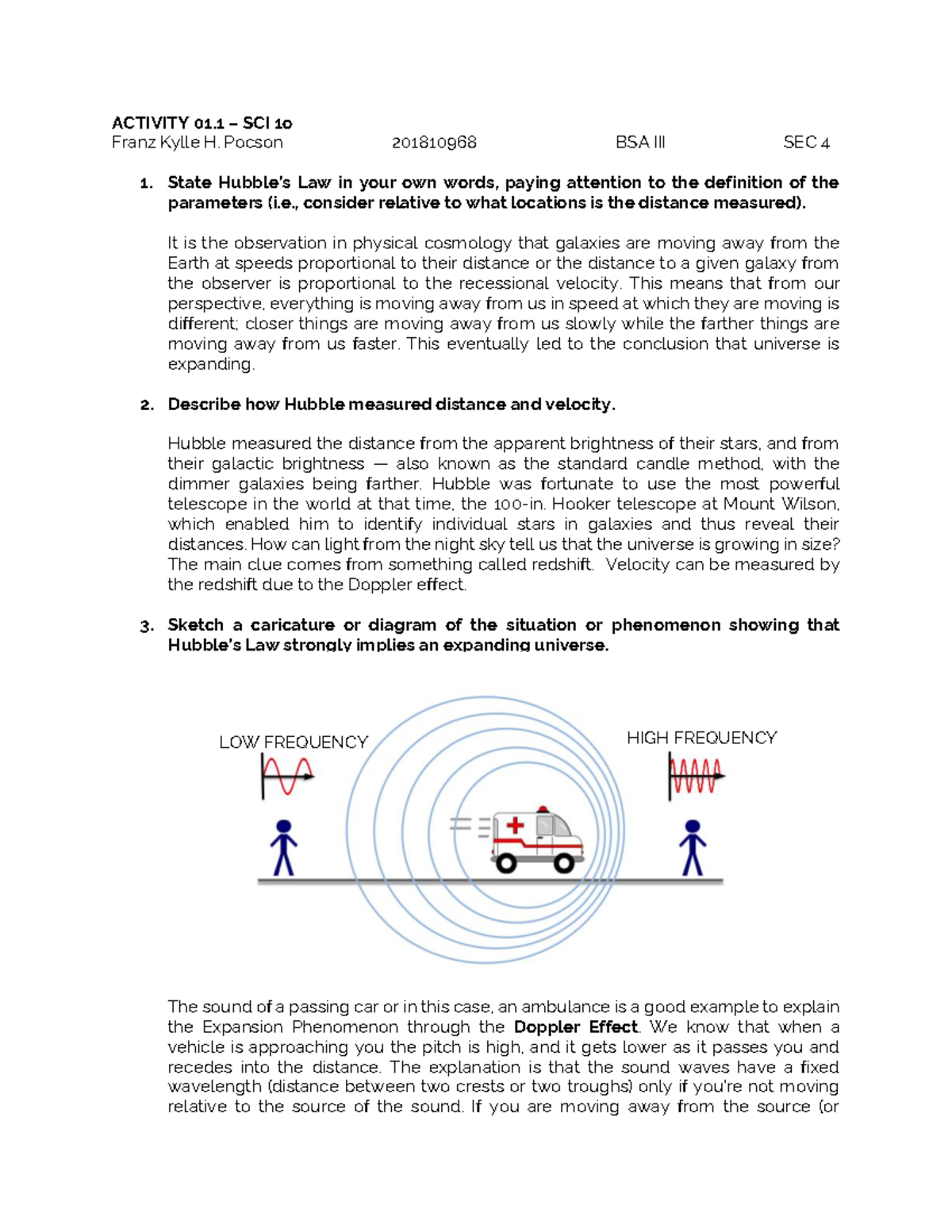 Assignment 03 - Science - ACTIVITY 01 – SCI 1o Franz Kylle H. Pocson ...