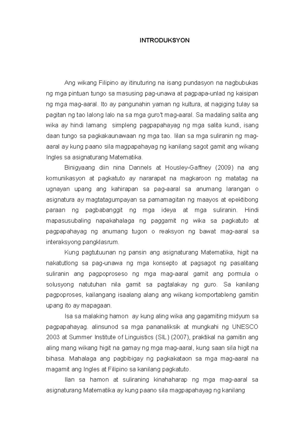 Research ella thesa tae nigga - INTRODUKSYON Ang wikang Filipino ay ...