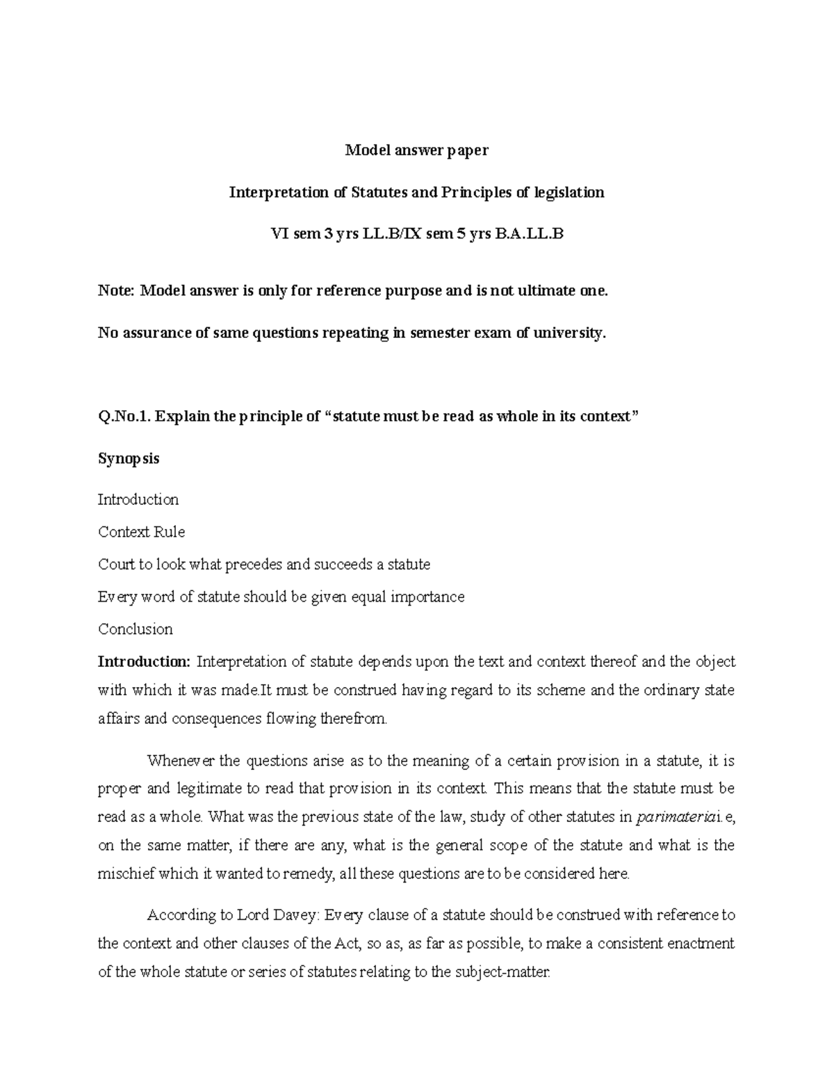 Ios Model Answers Final 1 Model Answer Paper Interpretation Of