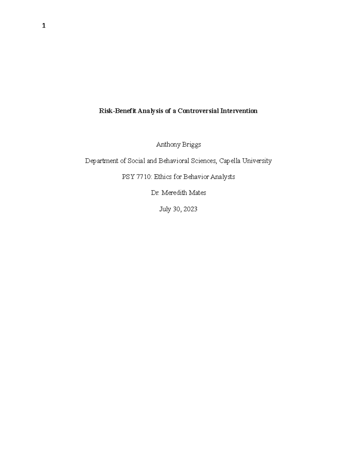 Cf risk benefit analysis letter ABriggs - Risk-Benefit Analysis of a ...