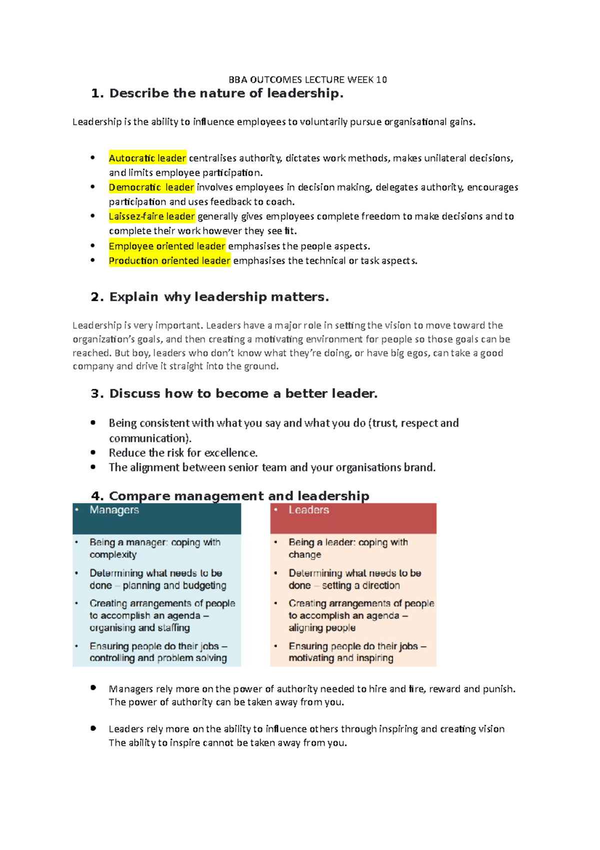 BBA Outcomes Lecture WEEK 10 - analysis - BBA OUTCOMES LECTURE WEEK 10 ...