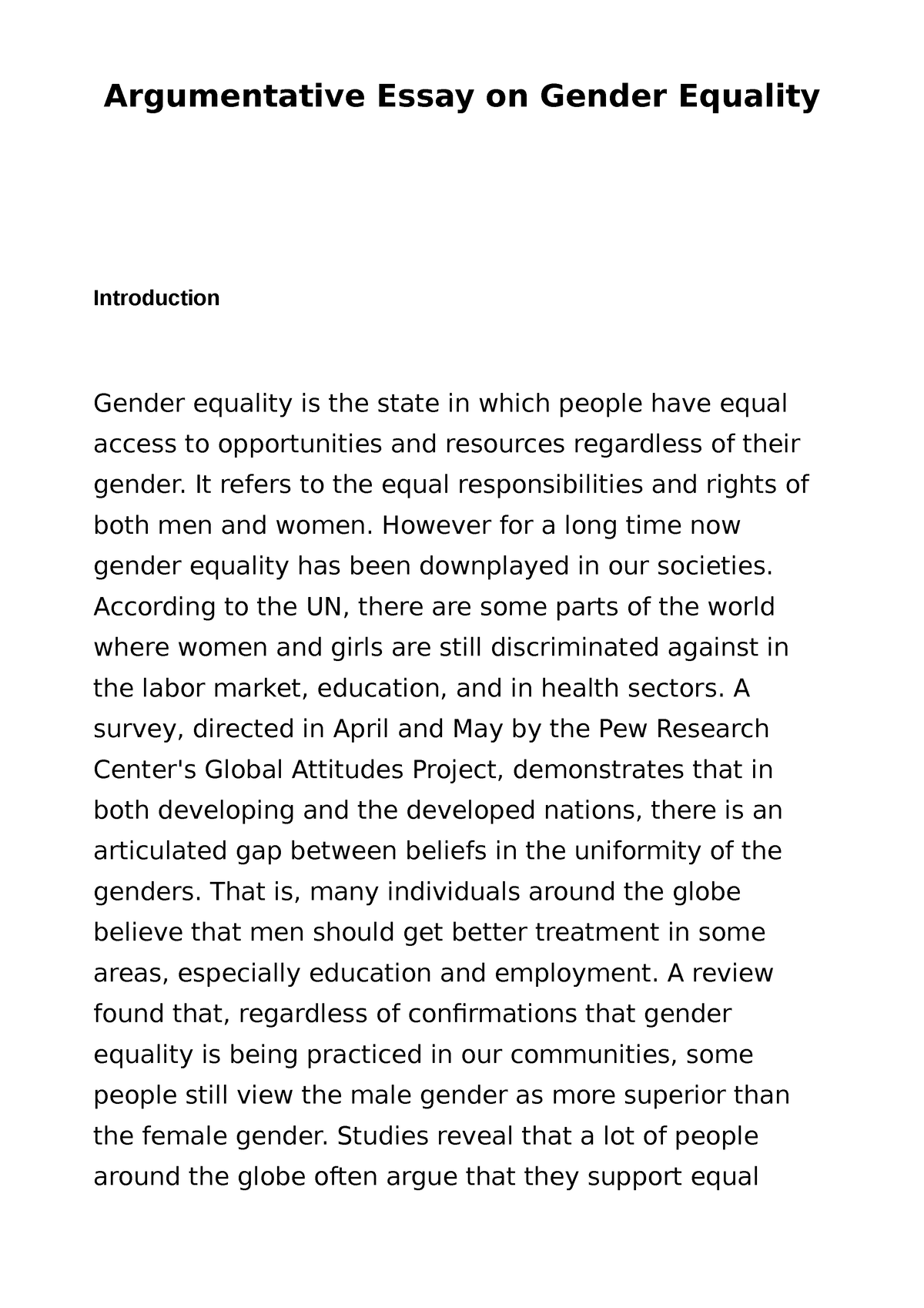 500 words essay about gender equality