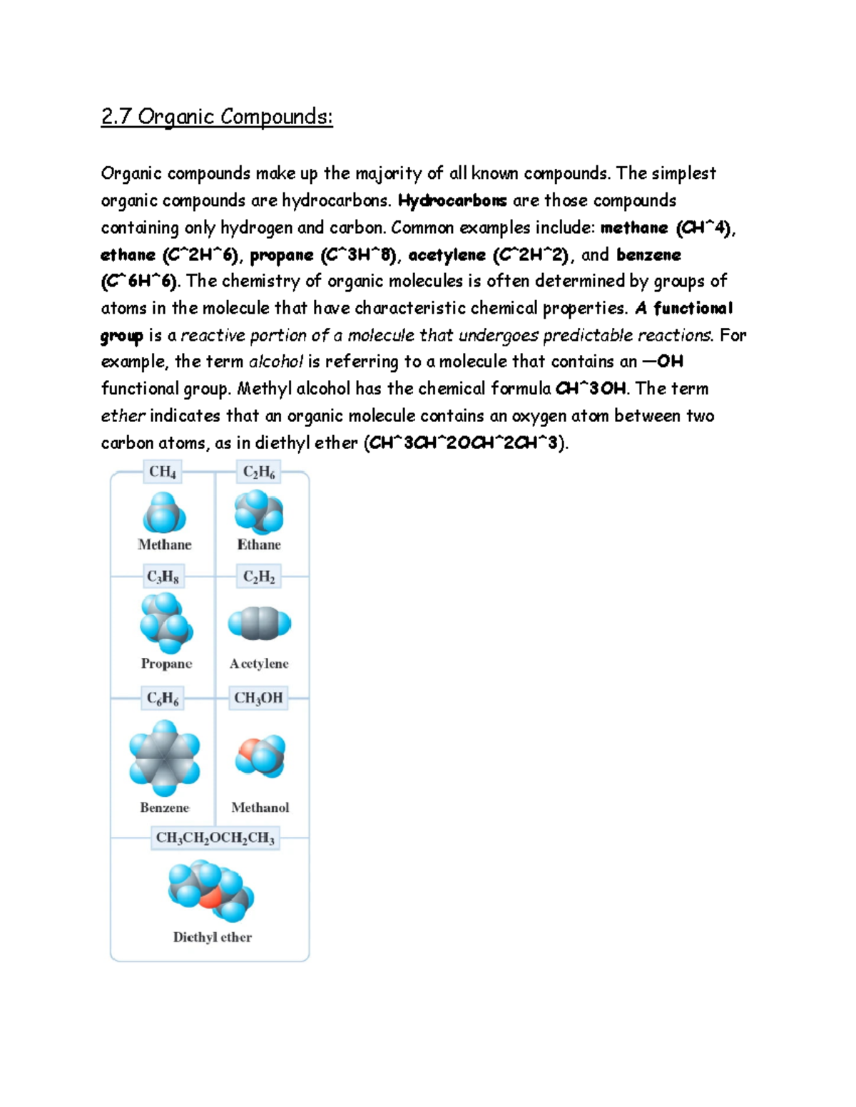 Chapter 2 .7 -2.10 Chemistry Notes - 2 Organic Compounds: Organic ...