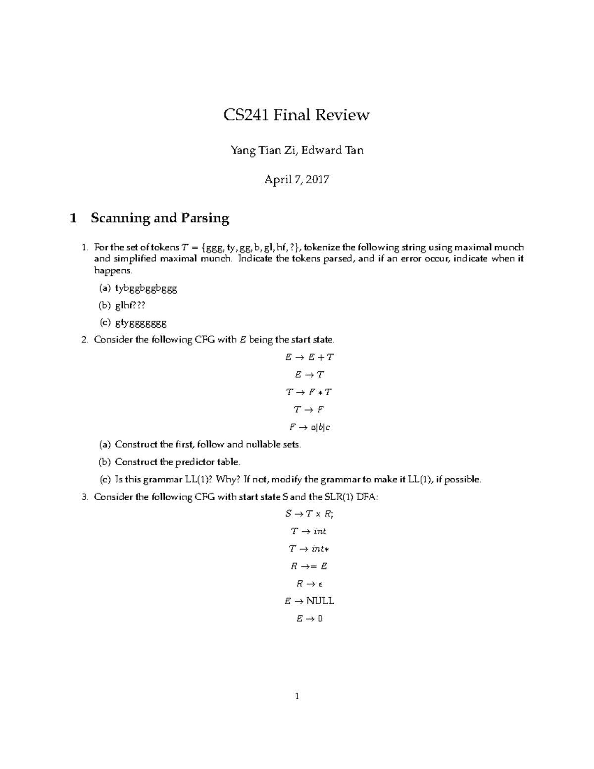 Final December 2017, questions and answers - CS241 Final Review Yang ...