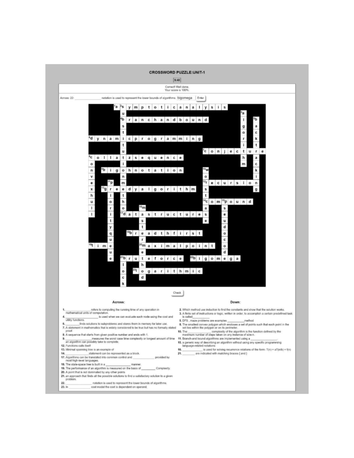 Daa Crossword Design And Analysis Of Algorithms Studocu