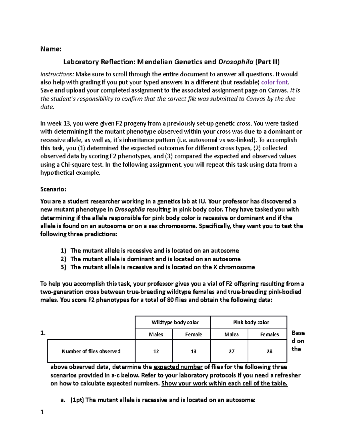 L113 Week 8 laboratory reflection Mendelian and Drosophila