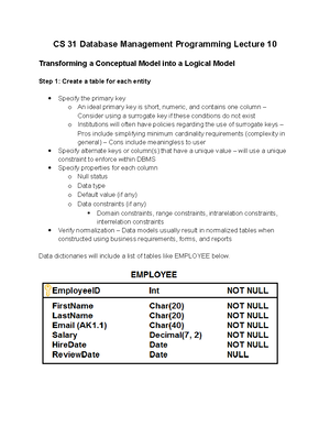 SQL Database Management Notes - FROM - Names the base table from which ...