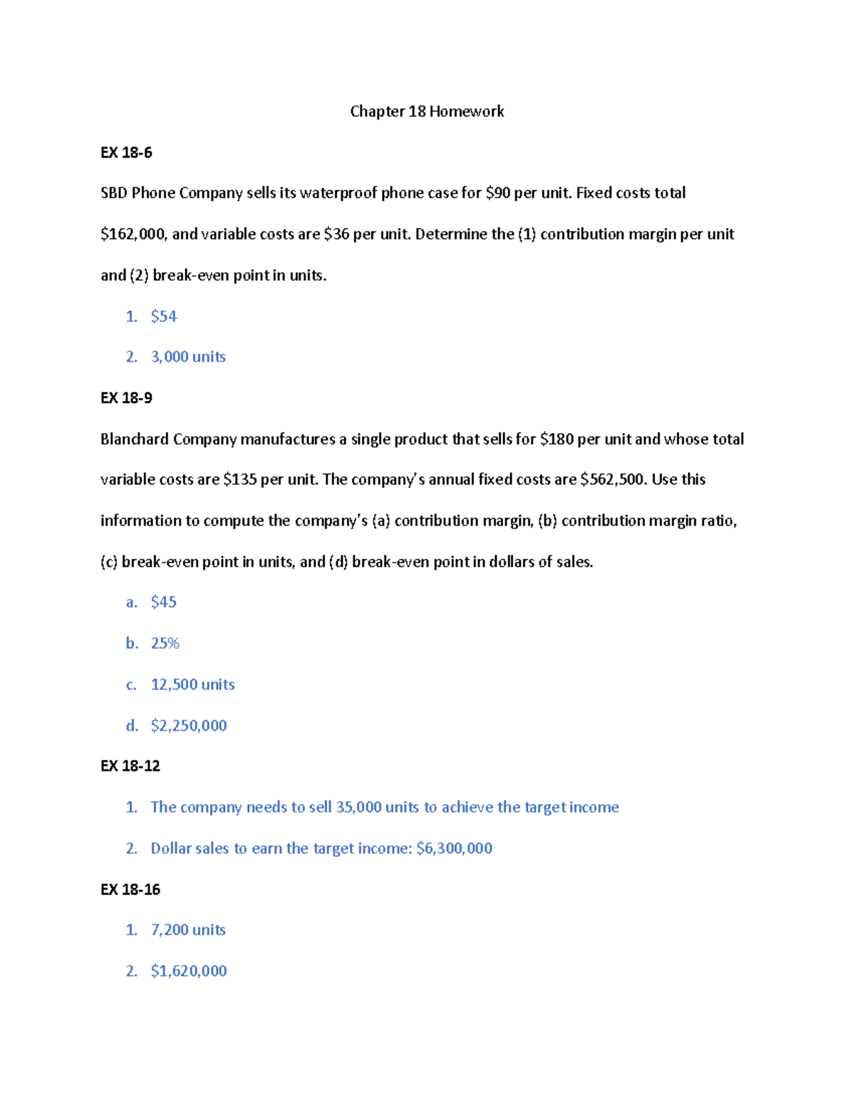 ACCT 2303 Ch. 18 - ACCT 2101, Summer 2021 - Chapter 18 Homework EX 18 ...