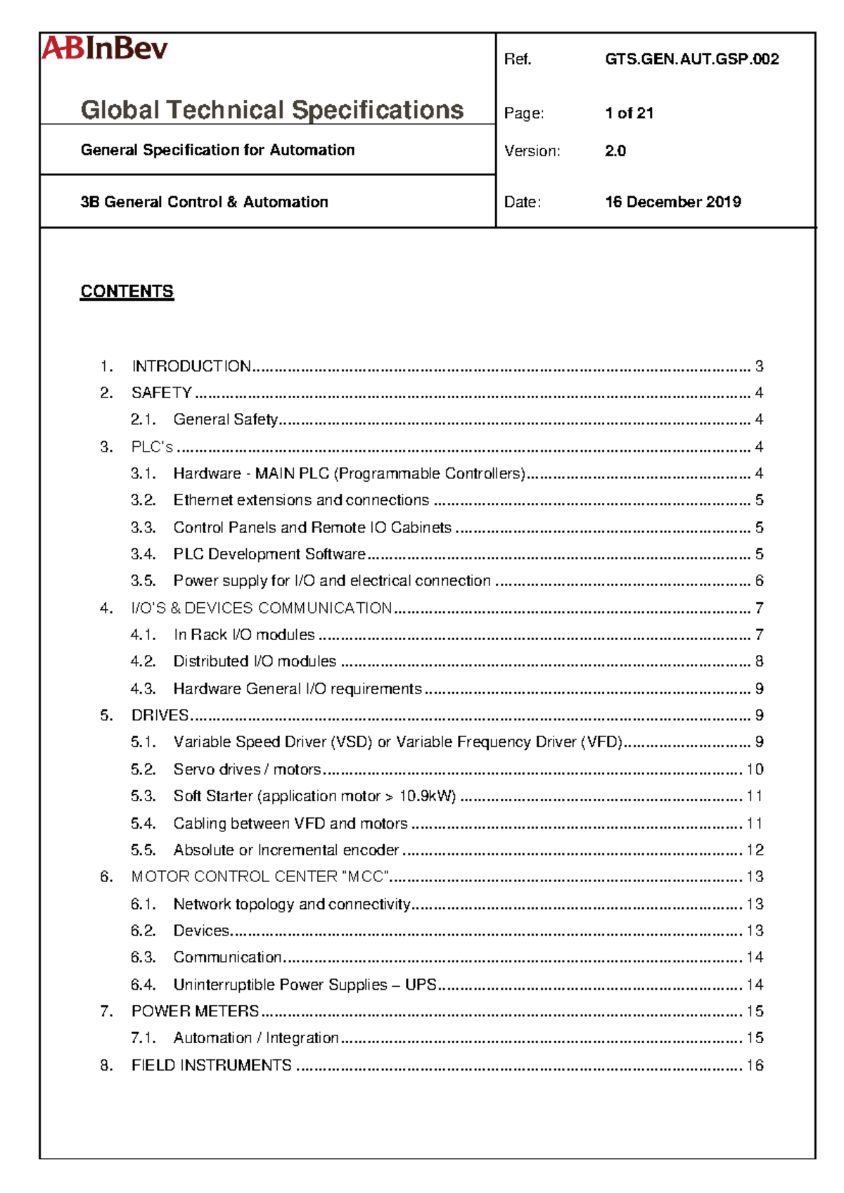 GTS.GEN.AUT.GSP.002 - General Control & Automation - Global Technical ...