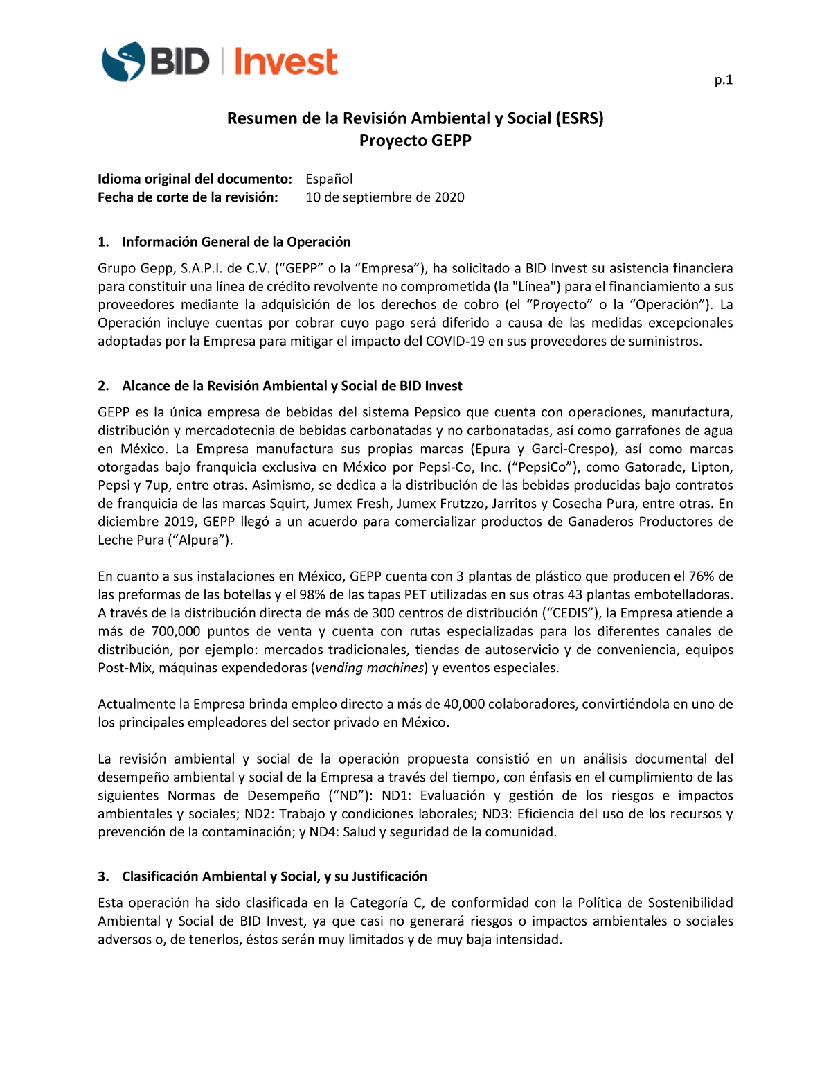 GEPP-ESRS - PAAS- 10 Sept 2020 - Resumen De La Revisión Ambiental Y ...