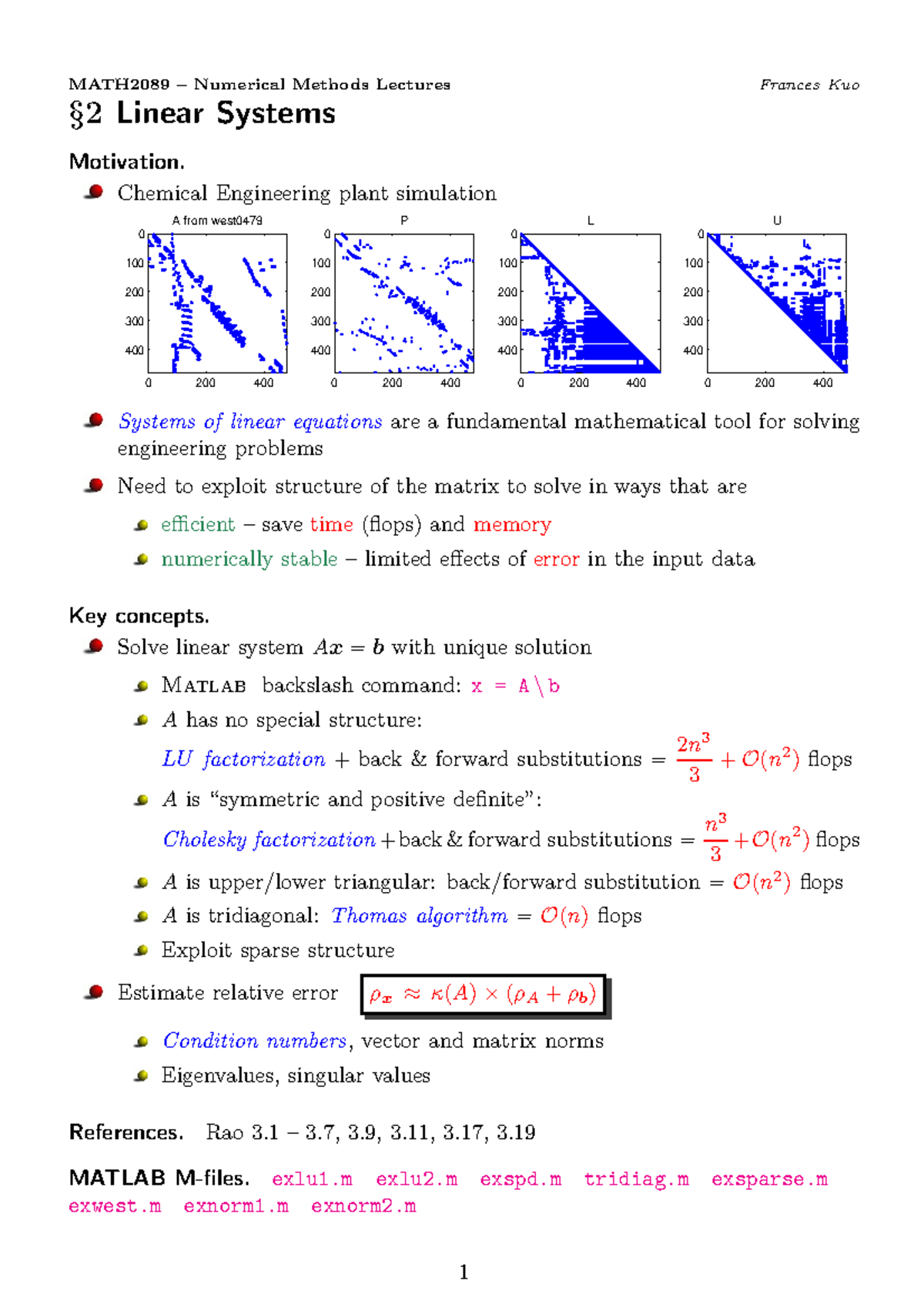 MATH2089 NM Lectures Topic 2 - MATH2089 Numerical Methods Lectures ...
