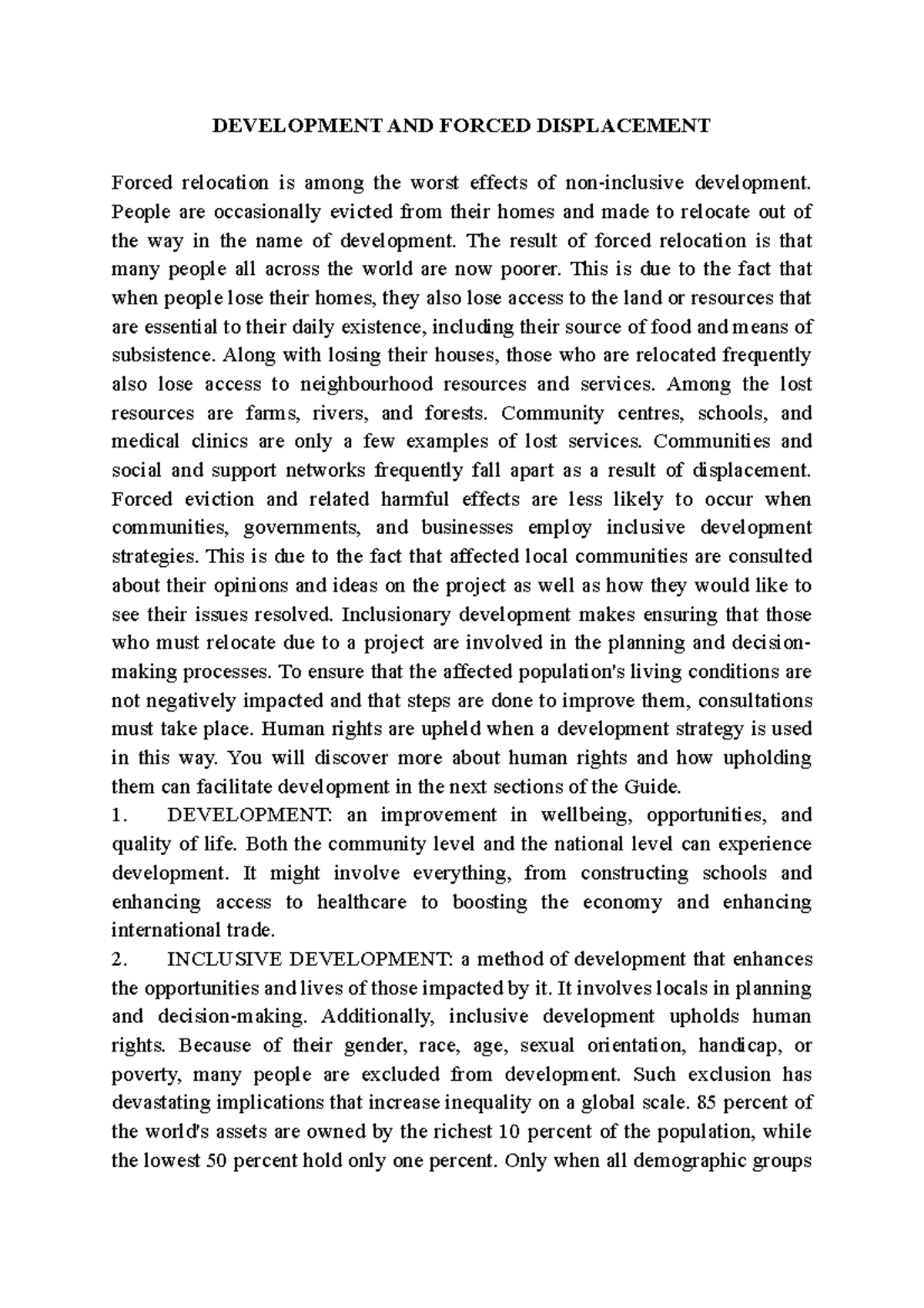 Development AND Forced Displacement DEVELOPMENT AND FORCED