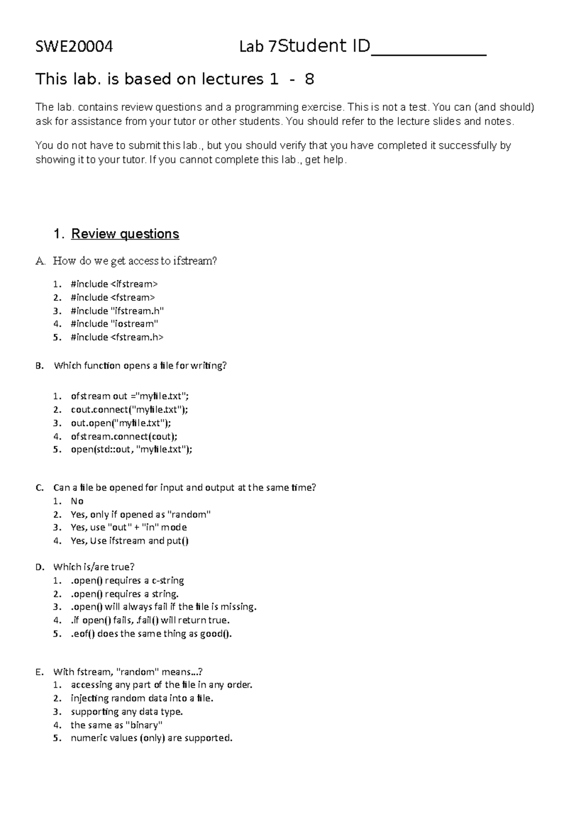 Lab7.................. - This lab. is based on lectures 1 - 8 The lab ...