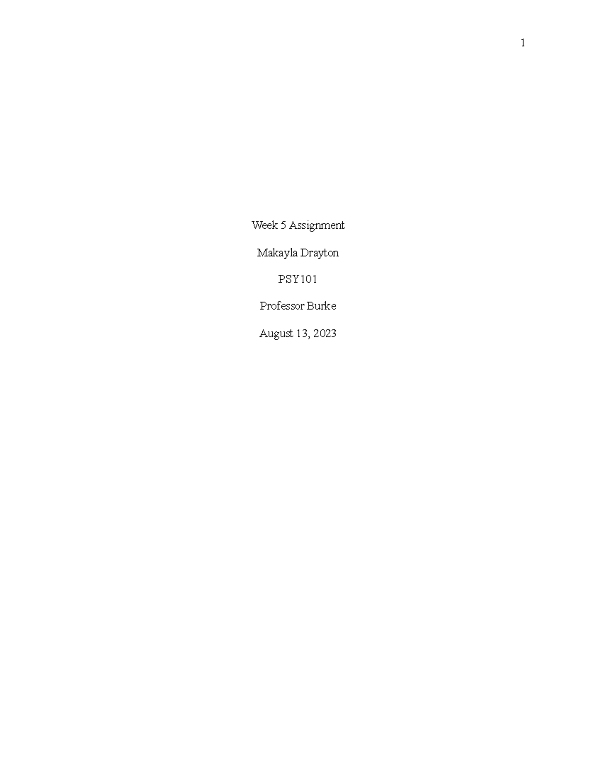 PSY101 Week 5 Assignment - Week 5 Assignment Makayla Drayton PSY ...