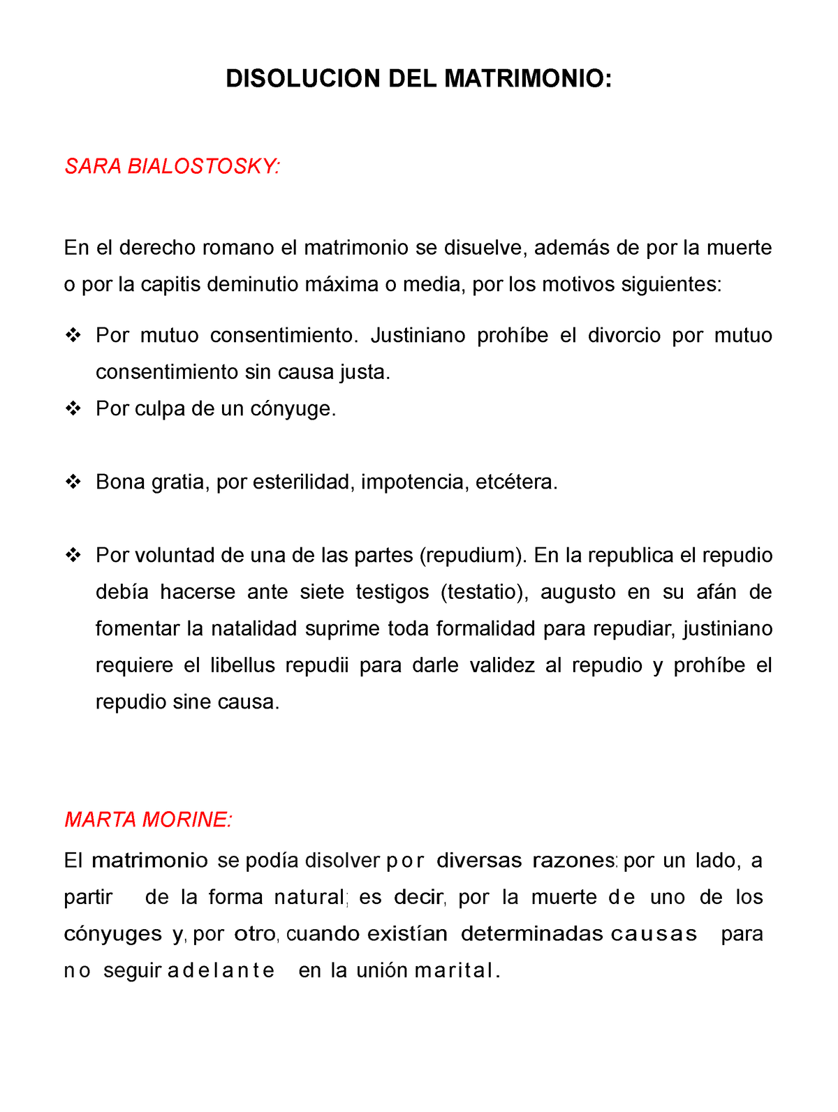 Disolucion Del Matrimonio Disolucion Del Matrimonio Sara Bialostosky En El Derecho Romano El 3867