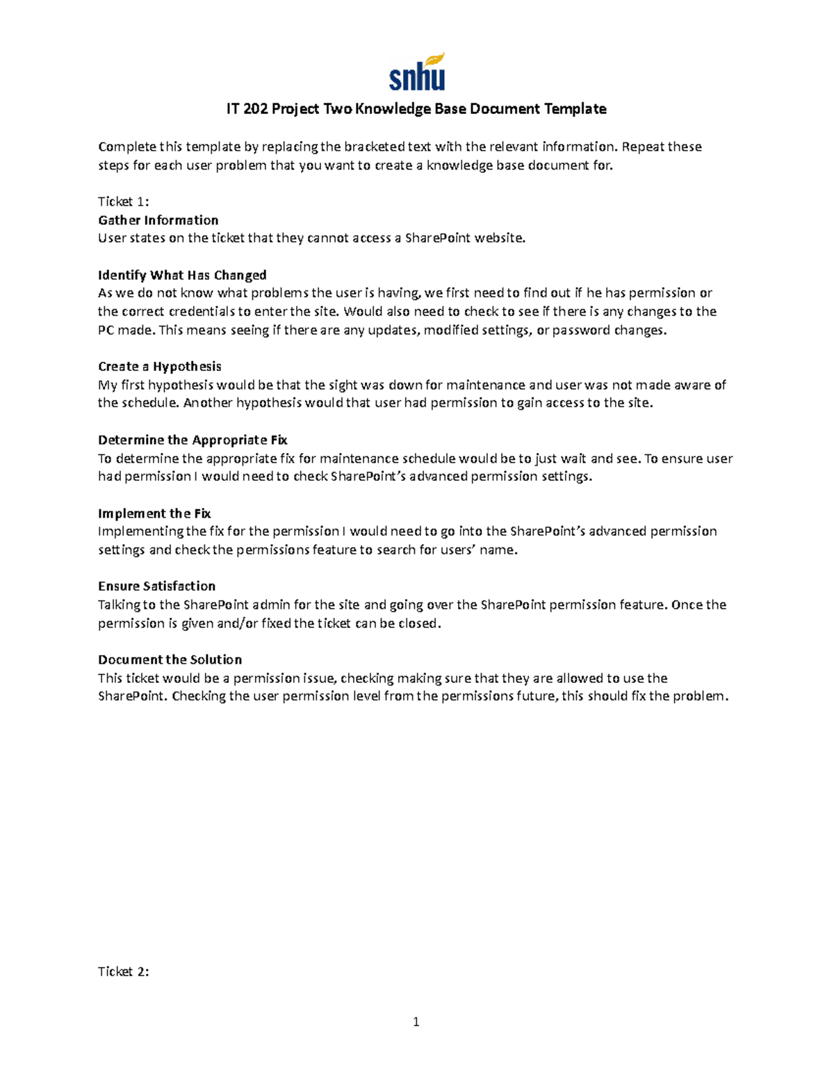 IT 202 Project Two Knowledge Base Document Template - Repeat these ...