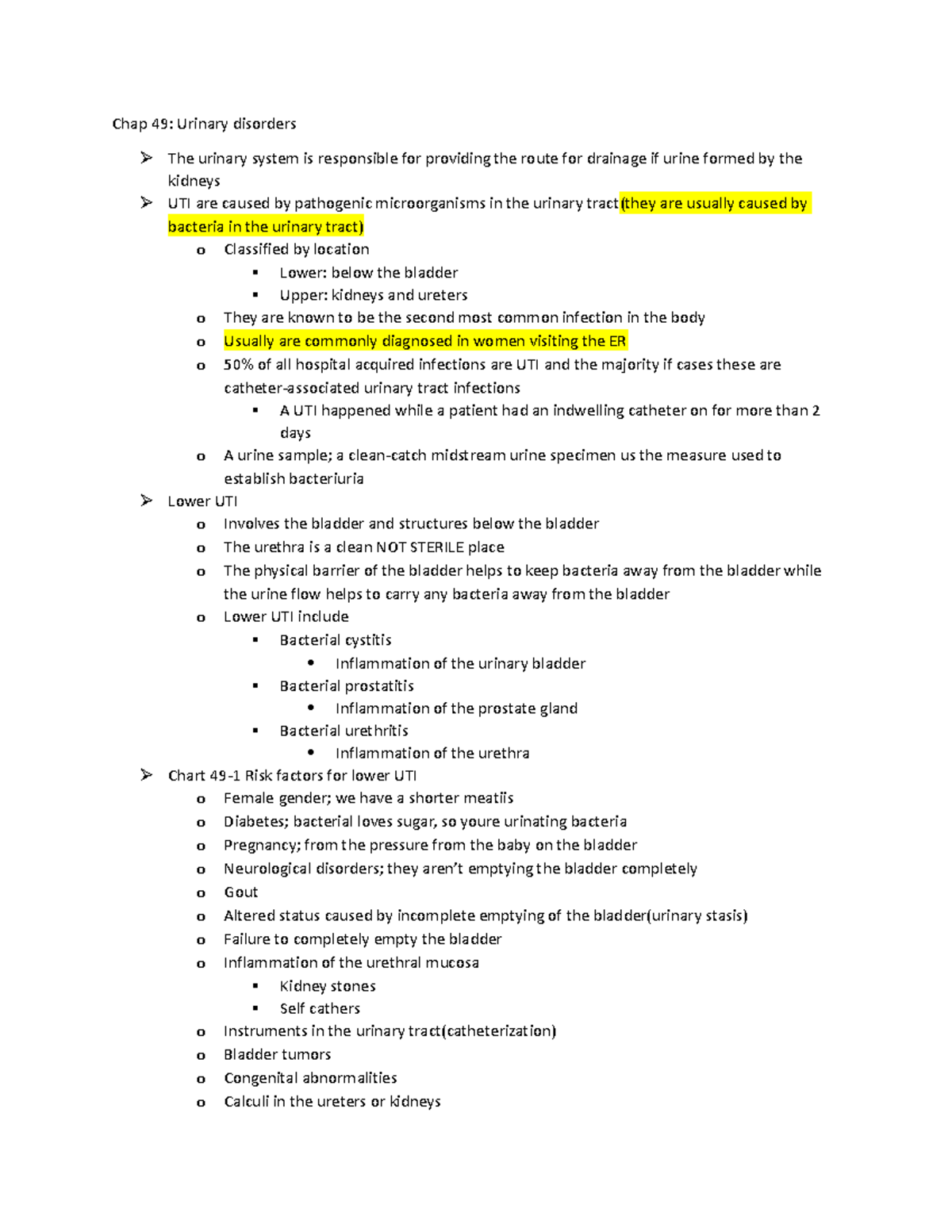 Chp 49; Male reproductive disorders - Chap 49: Urinary disorders The ...