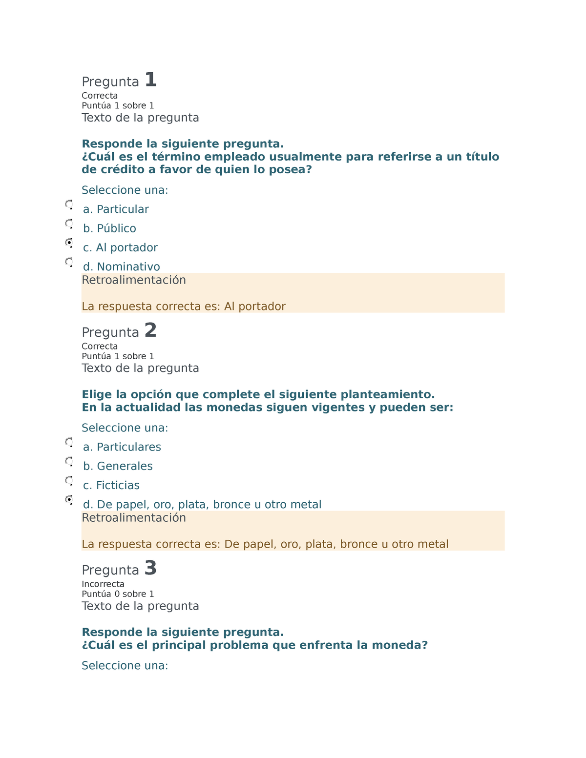 Cuestionario Titulos Pregunta Correcta Punt A Sobre Texto De La Pregunta Responde La