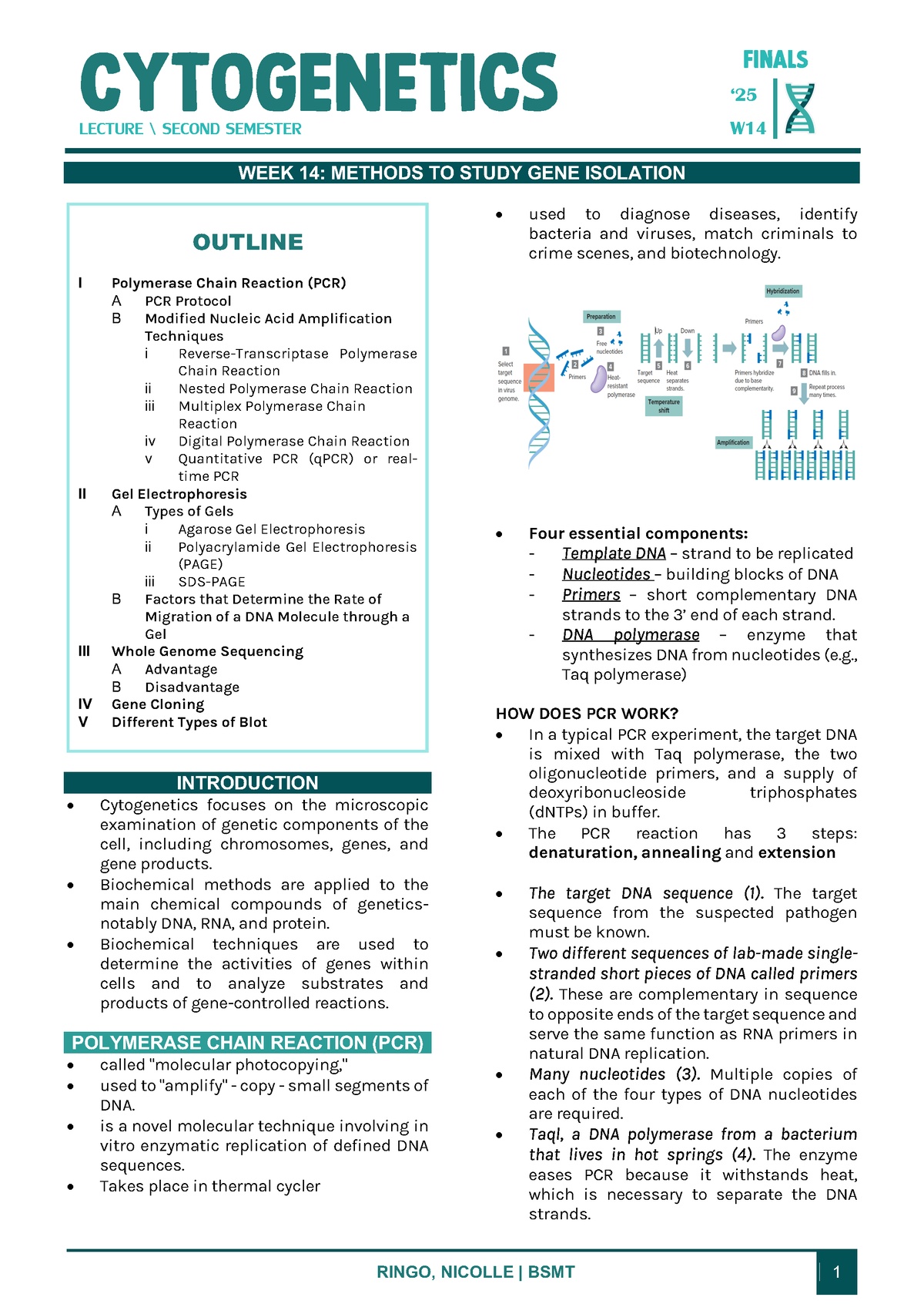 B5 CYTOweek 14 - Cytogenetics - LECTURE \ SECOND SEMESTER CYTOGENETICS ...