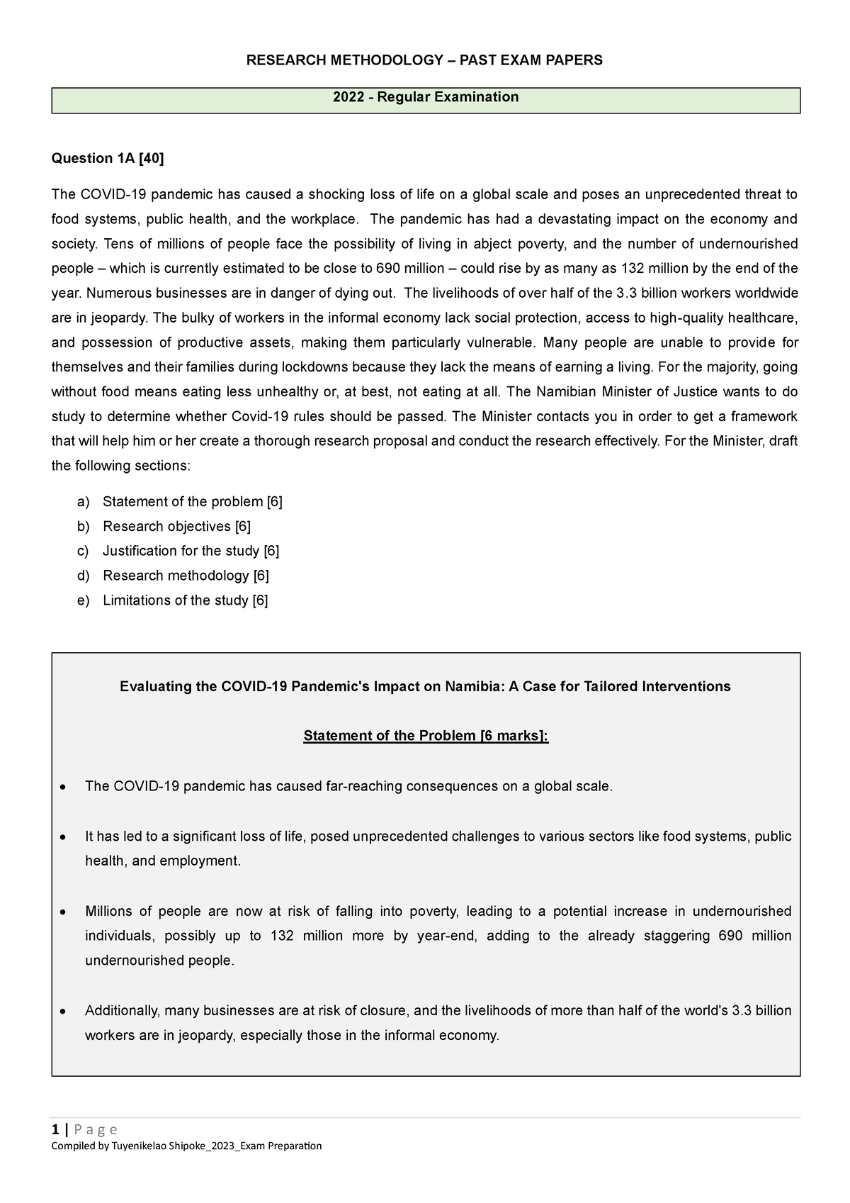 Research Methodology past exam paper question and answers ts