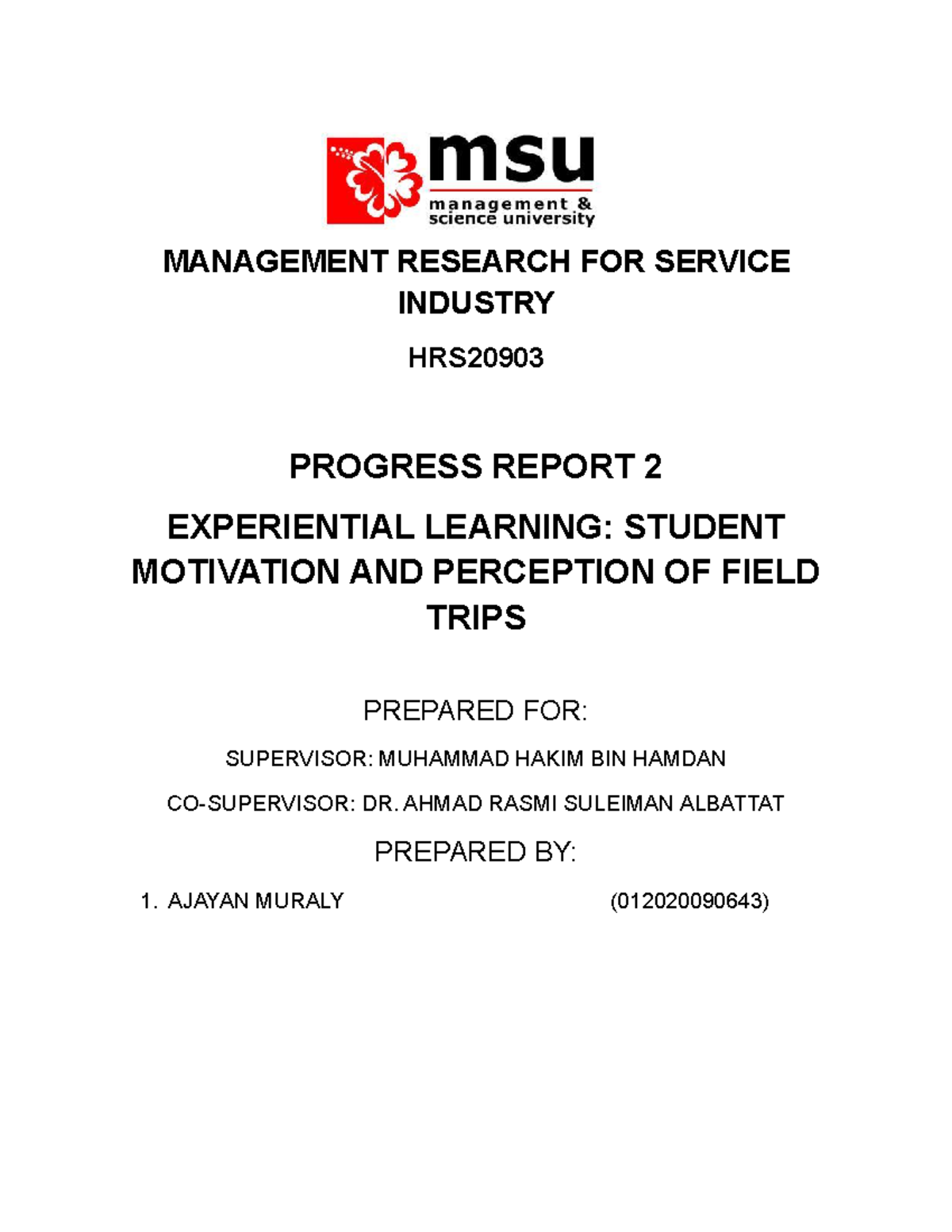 2. Progress Report 2 - Management Research - MANAGEMENT RESEARCH FOR ...