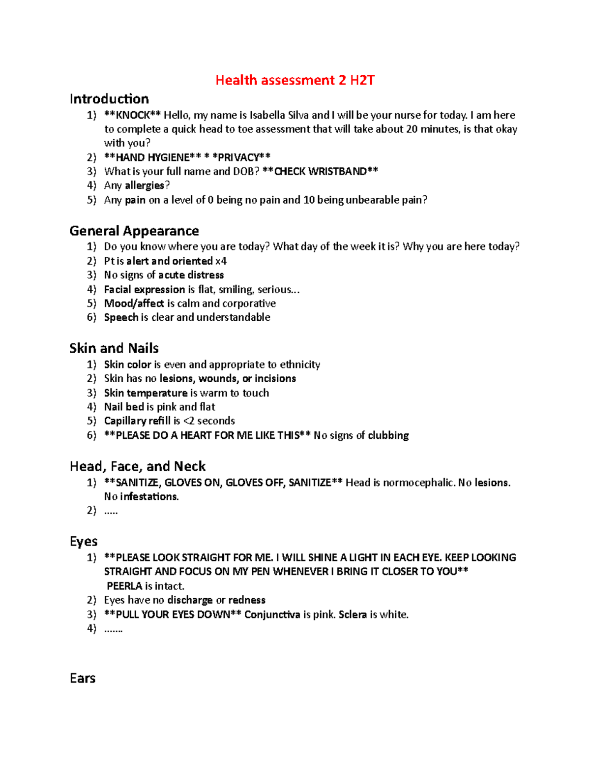 Nursing Student Head To Toe Assessment Cheat Sheet Sample, 58% OFF