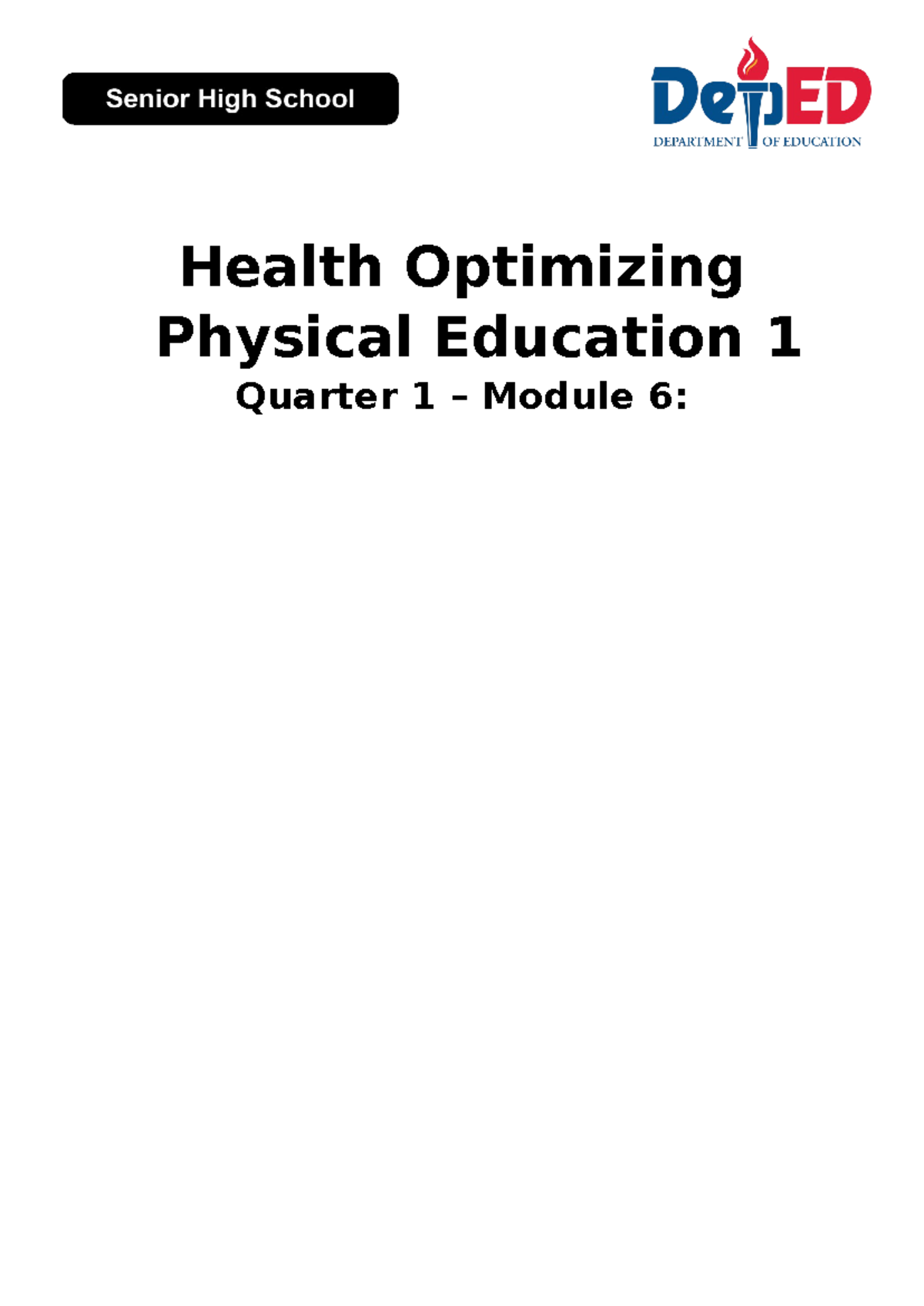 Q1 mod5 - MOD - Health Optimizing Physical Education 1 Quarter 1 ...