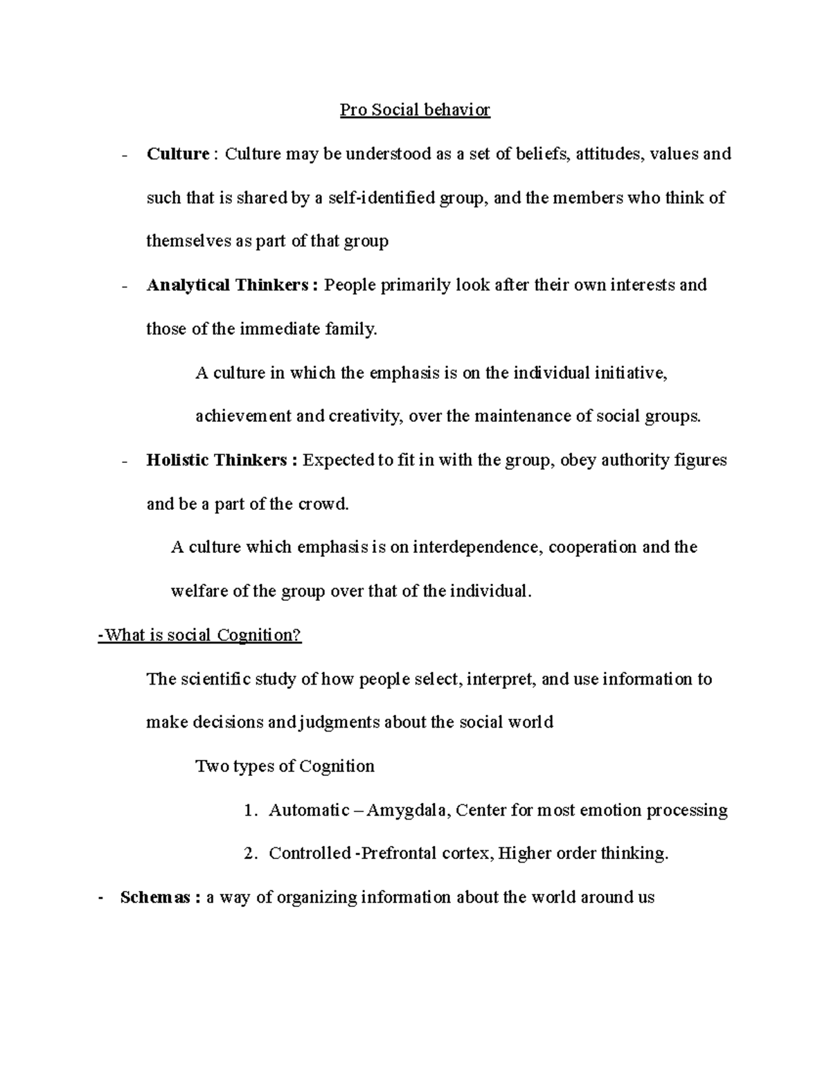Pro Social behavior - Lecture notes 4 - Pro Social behavior Culture ...