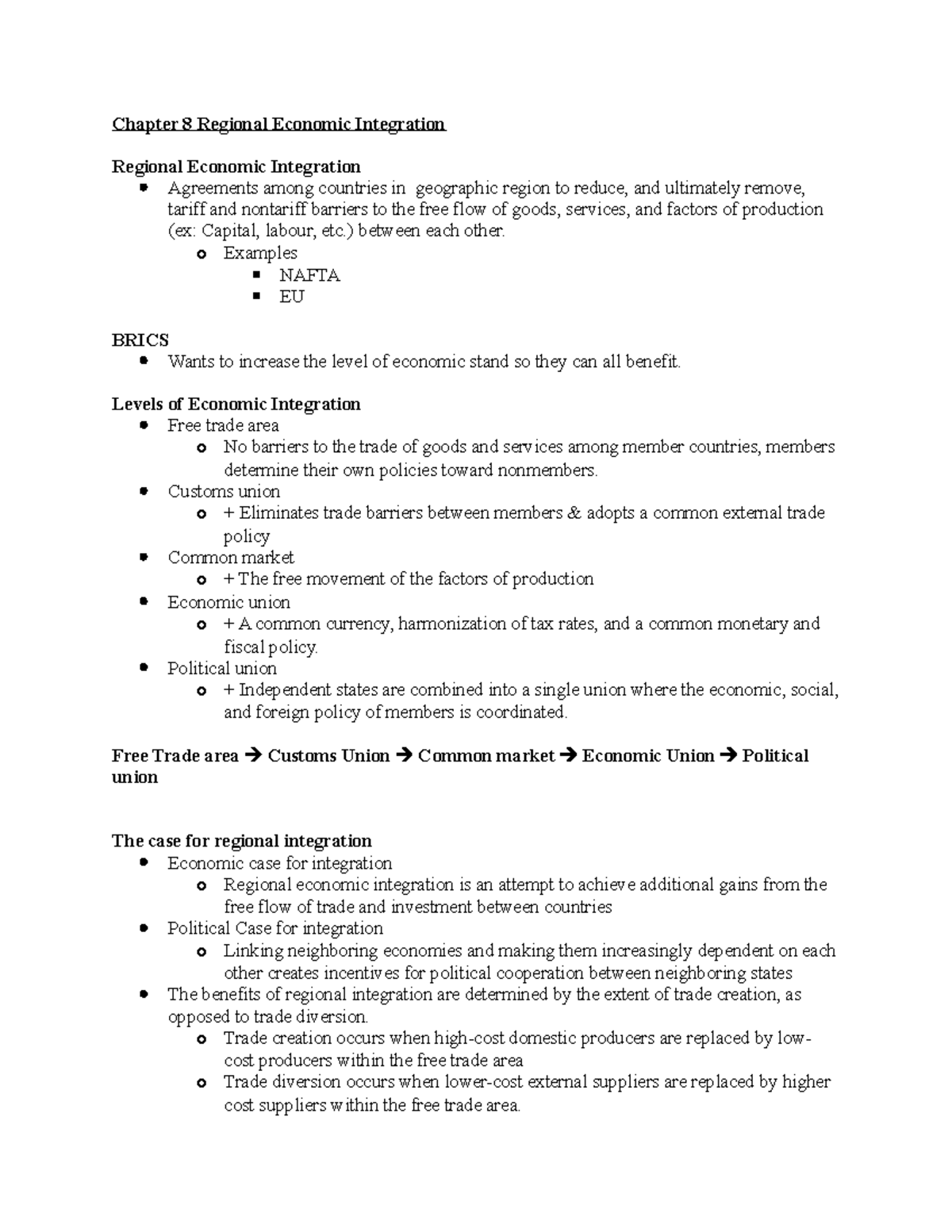 Chapter 8 Regional Economic Integration - Chapter 8 Regional Economic ...